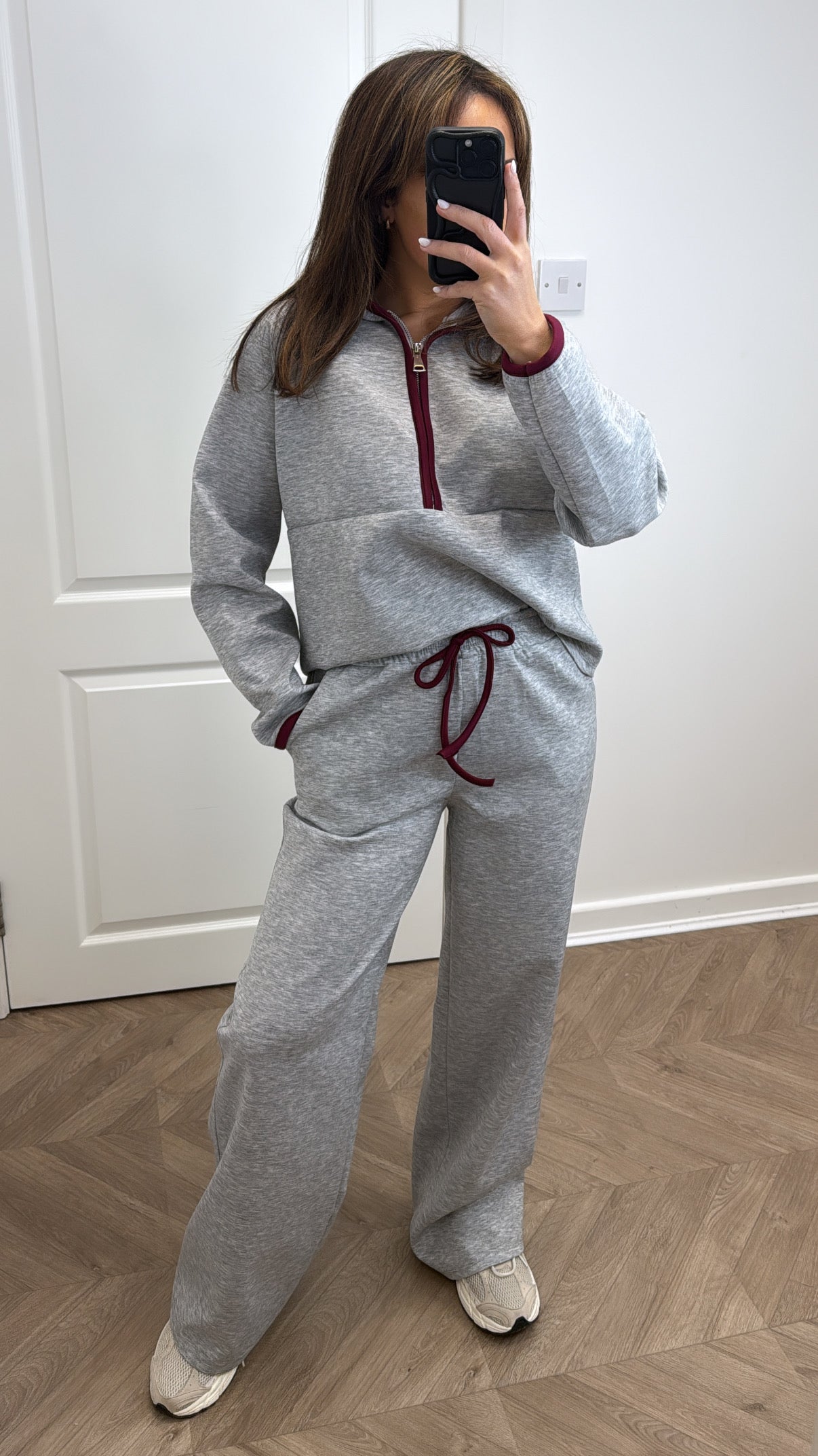 LIBERTY grey marl half zip hoody and trousers lounge set