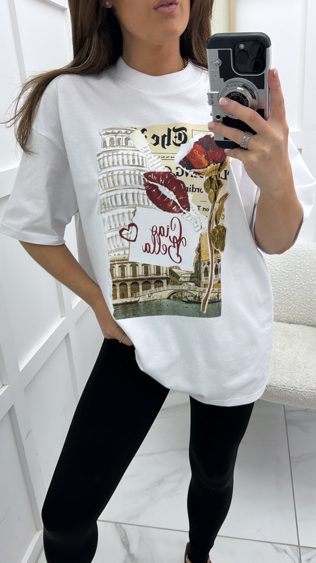 CIAO Bella white oversize graphic t-shirt