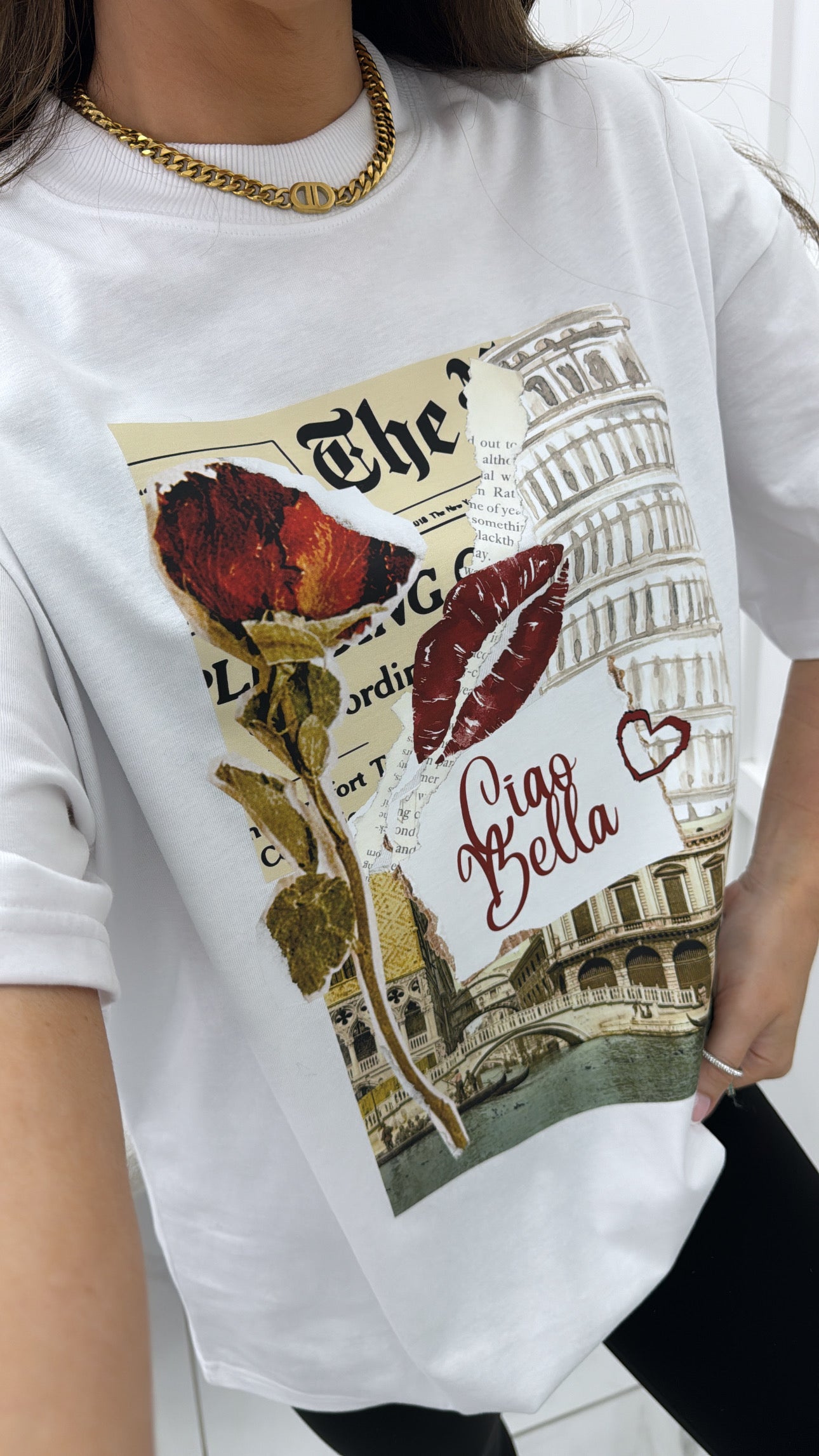 CIAO Bella white oversize graphic t-shirt