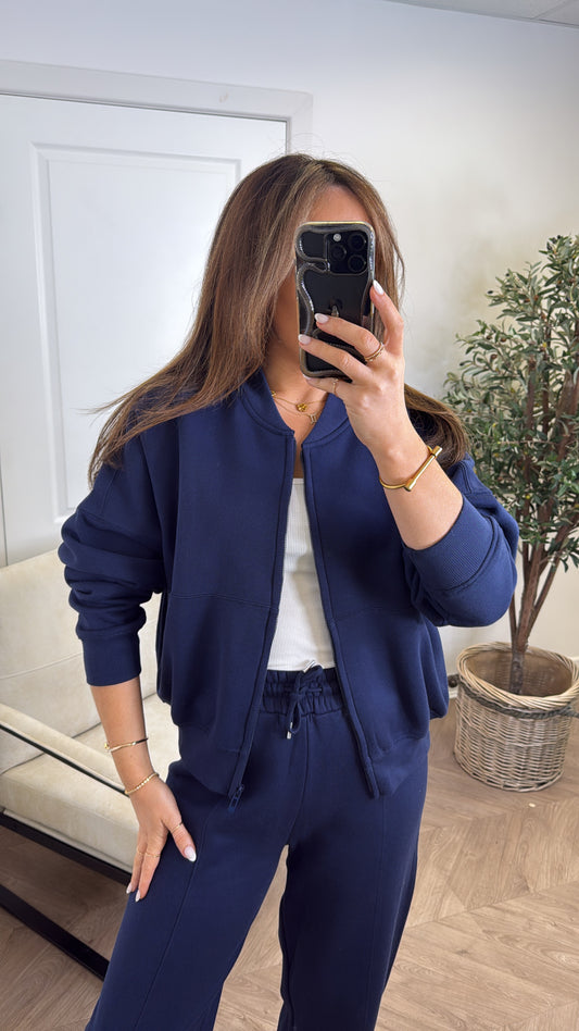 ELLEN navy bomber jacket and trouser lounge set