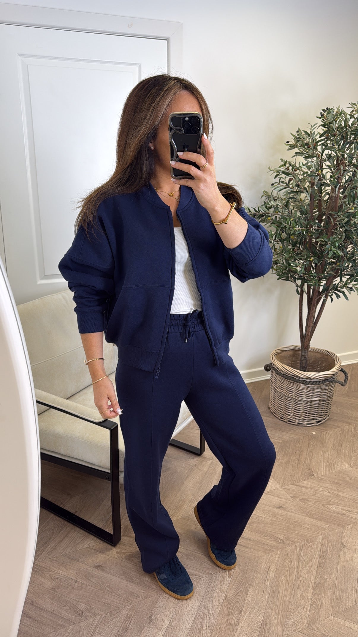 ELLEN navy bomber jacket and trouser lounge set