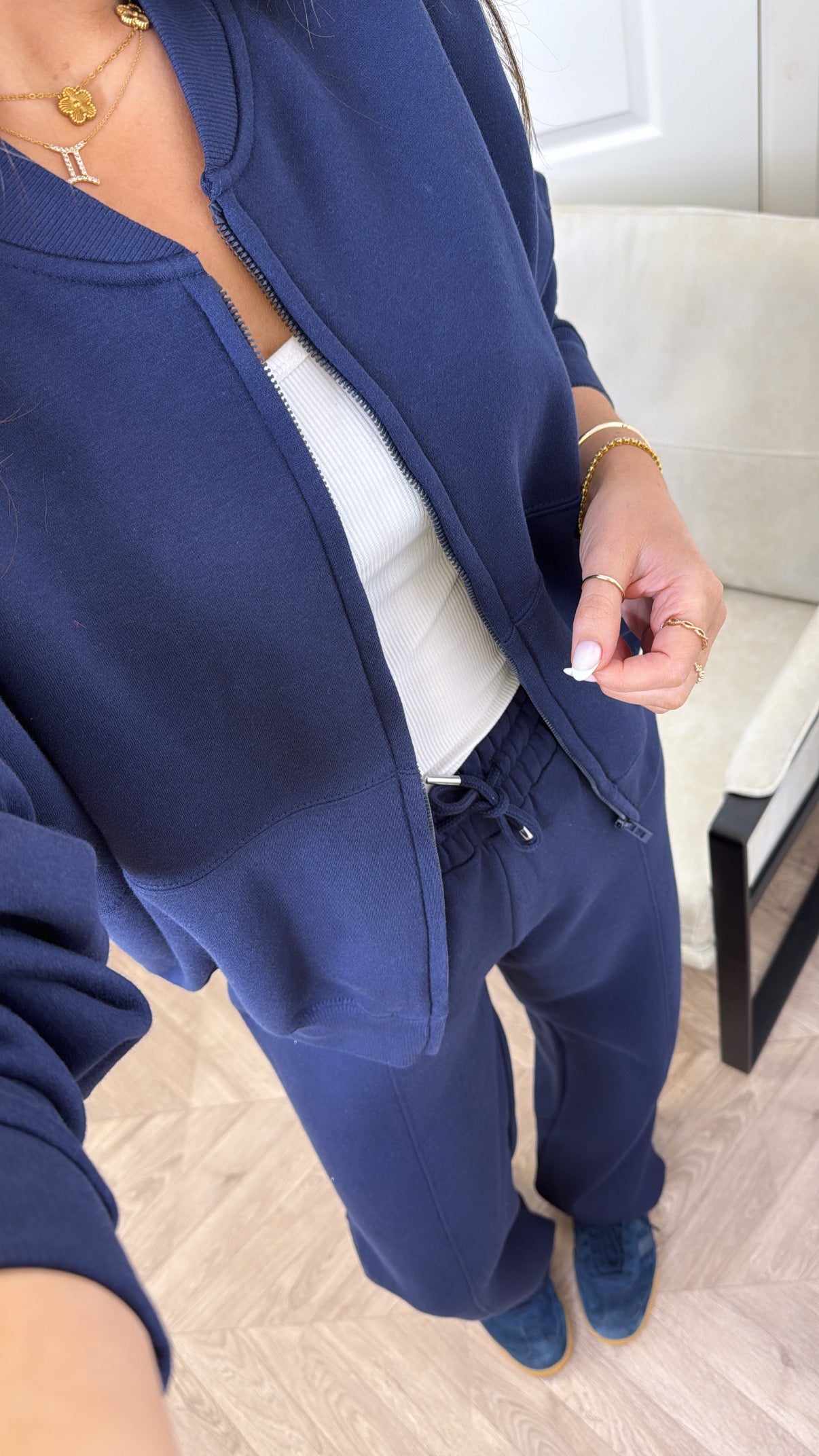 ELLEN navy bomber jacket and trouser lounge set