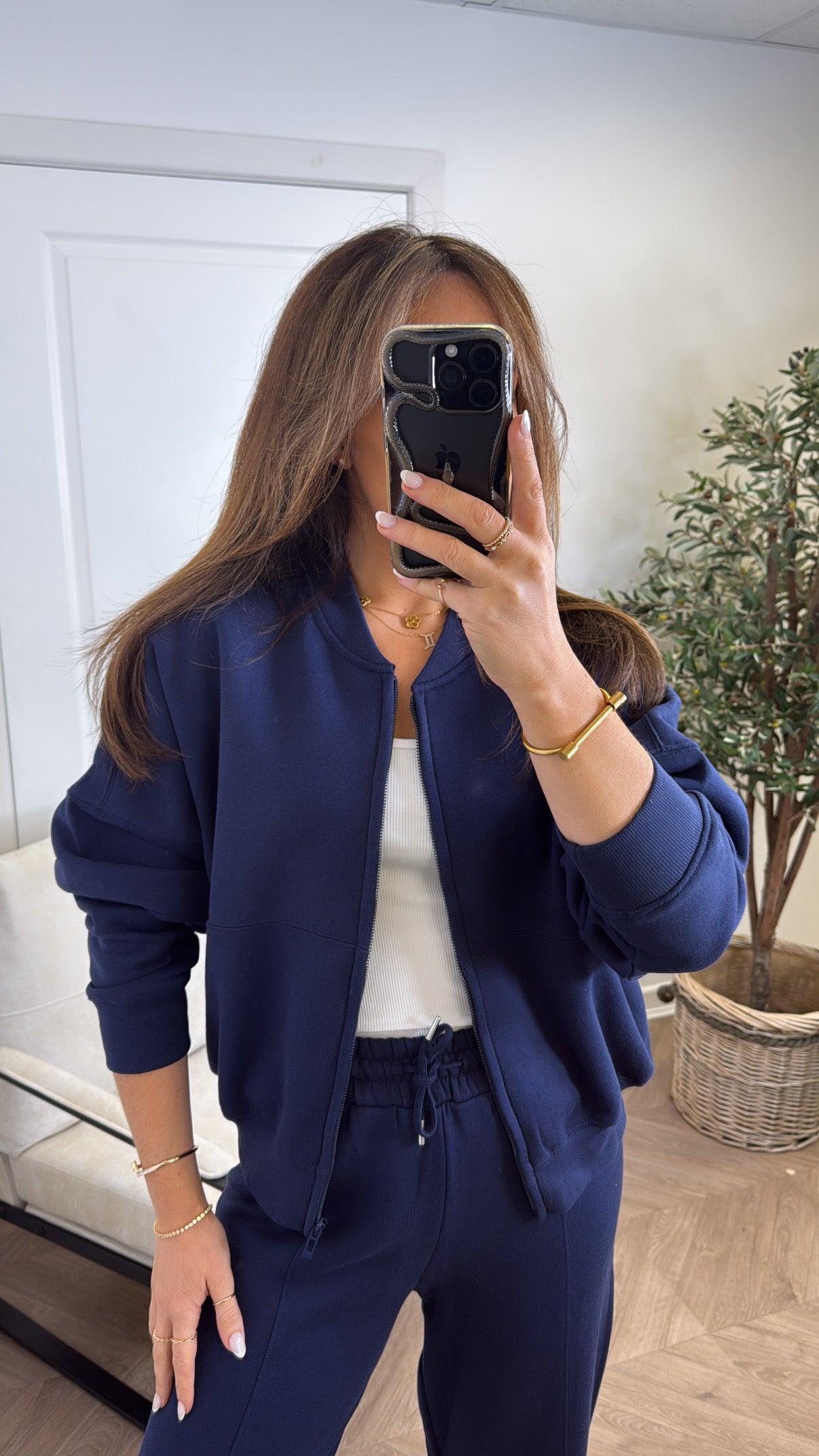 ELLEN navy bomber jacket and trouser lounge set