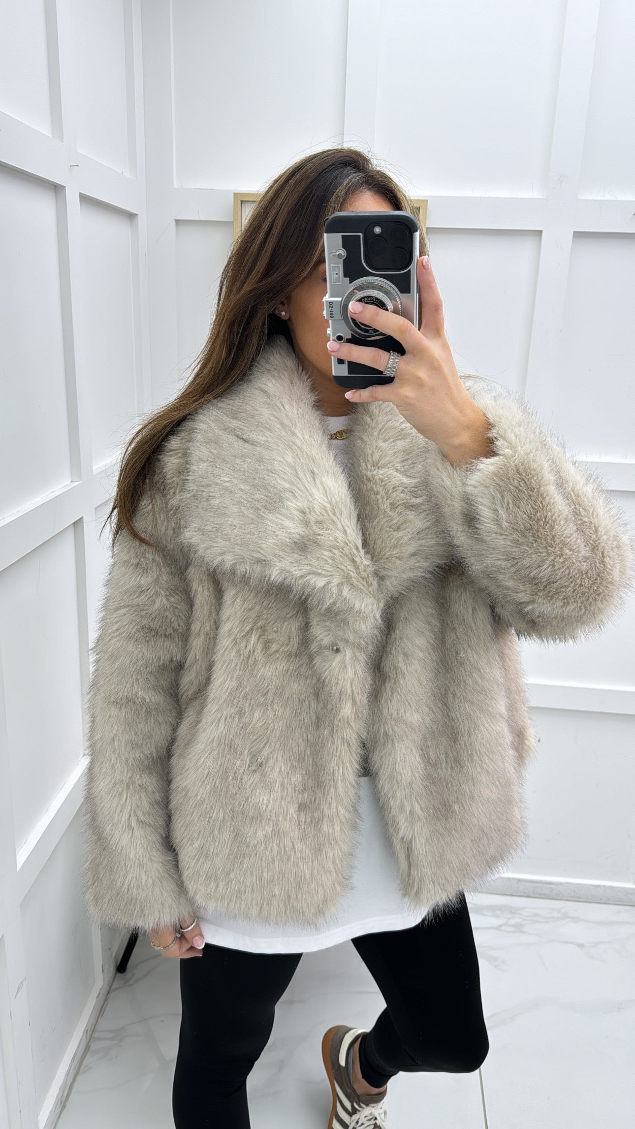 GEORGIA beige two tone faux fur jacket