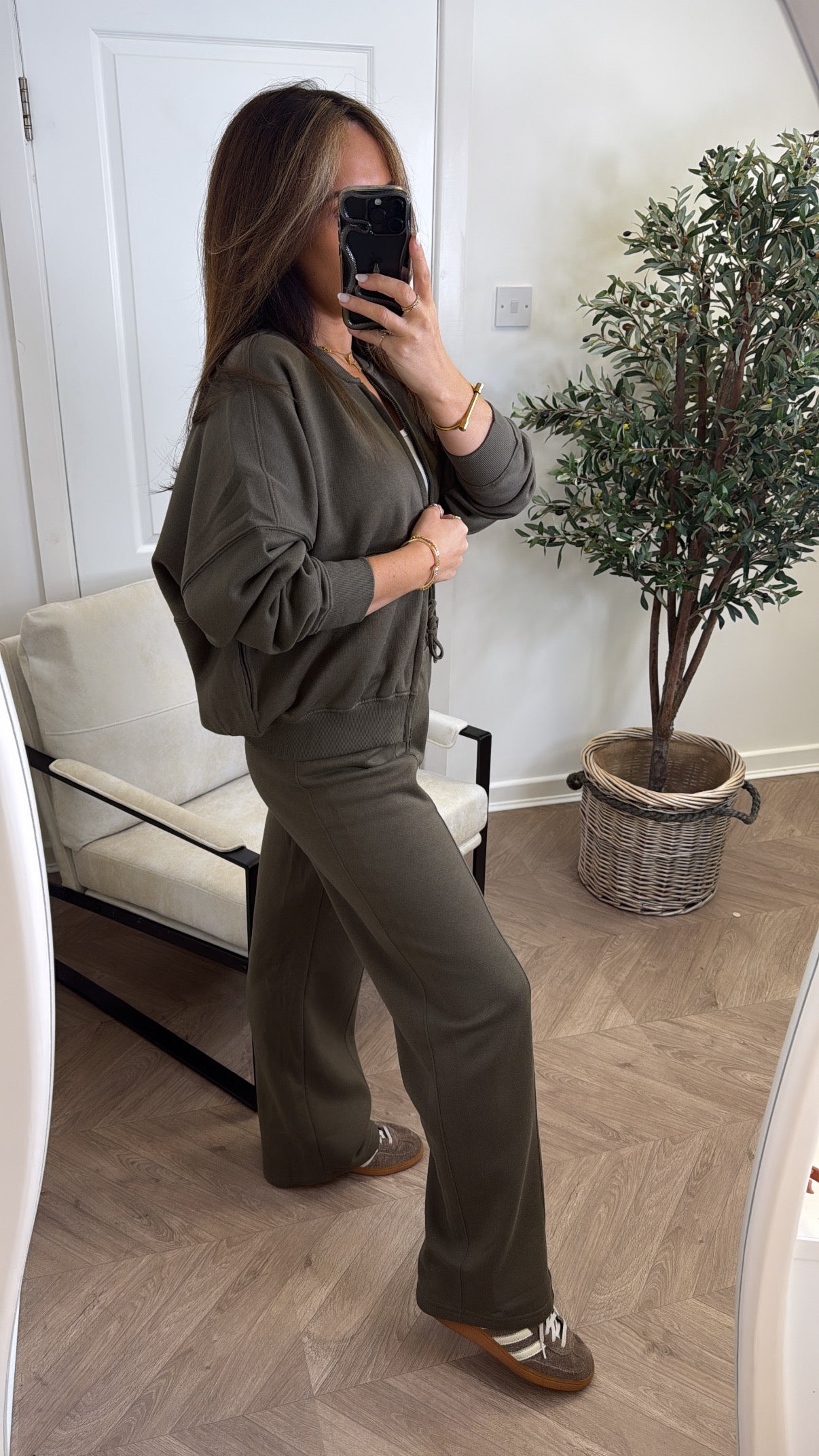 ELLEN khaki bomber jacket and trouser lounge set