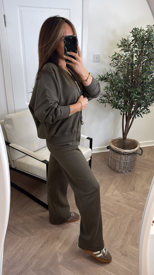 ELLEN khaki bomber jacket and trouser lounge set