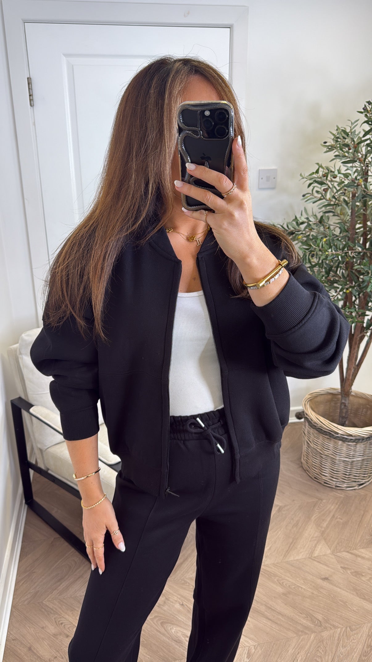 ELLEN black bomber jacket and trouser lounge set
