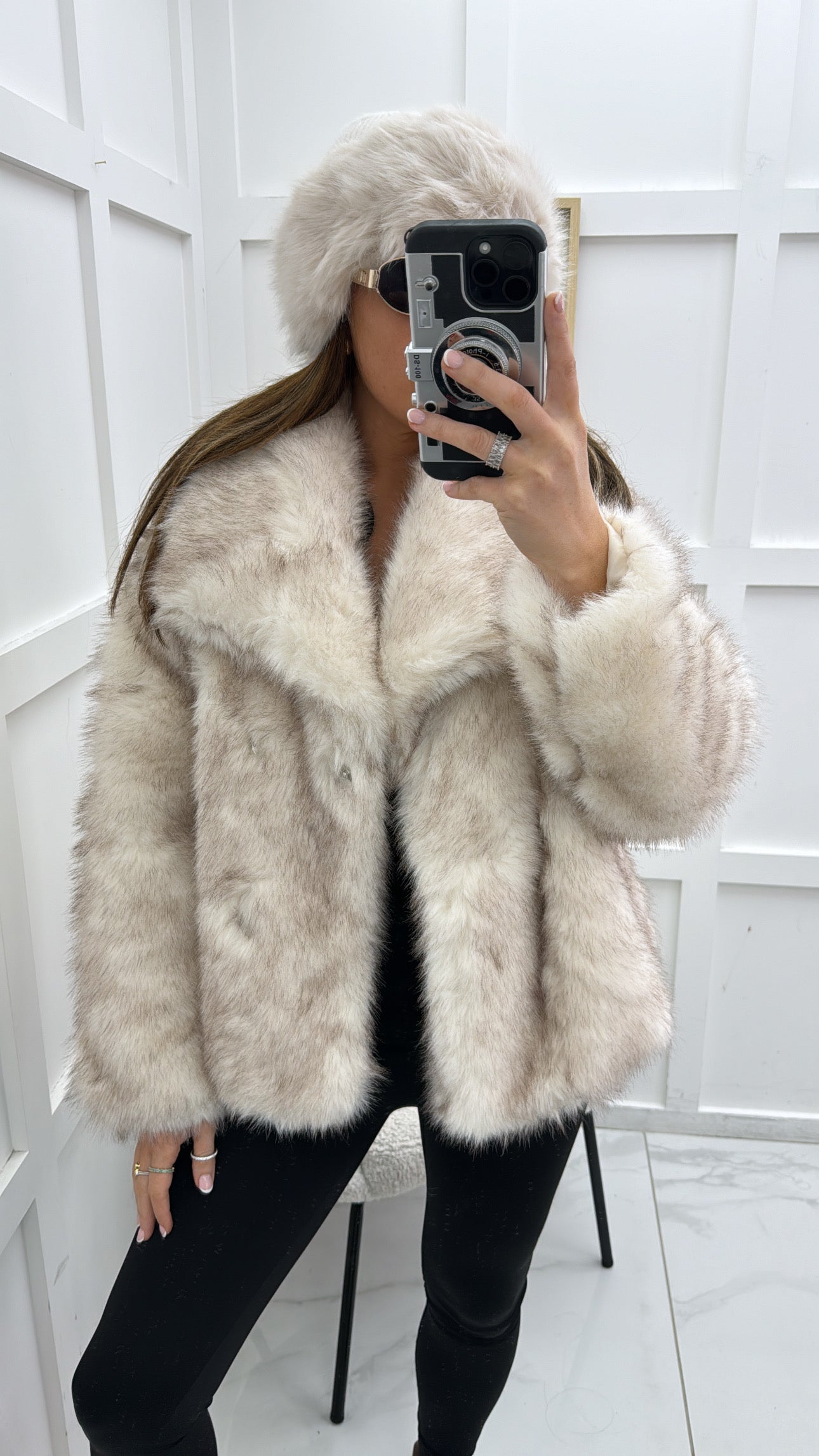 GEORGIA cream two tone faux fur jacket