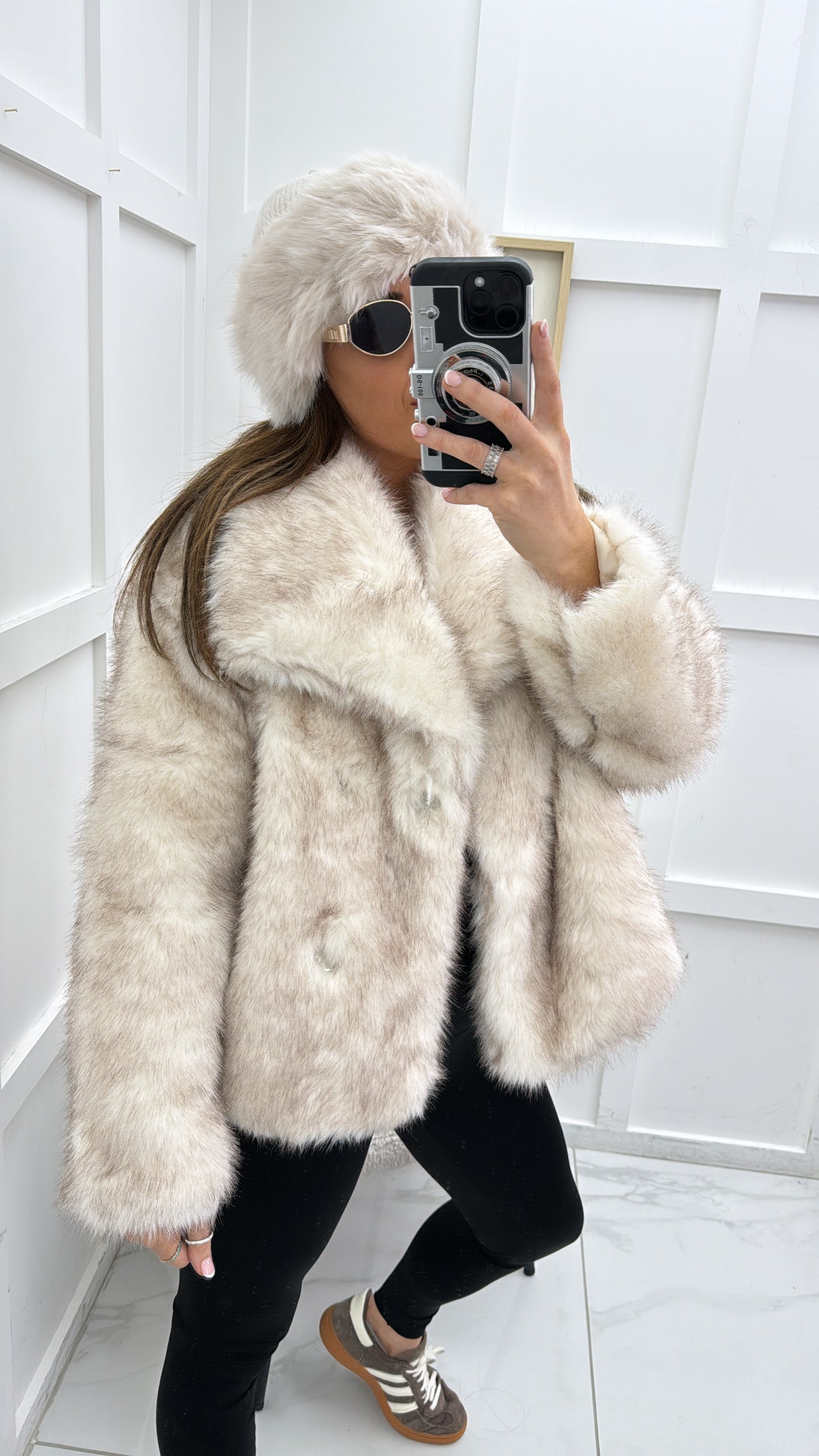 GEORGIA cream two tone faux fur jacket