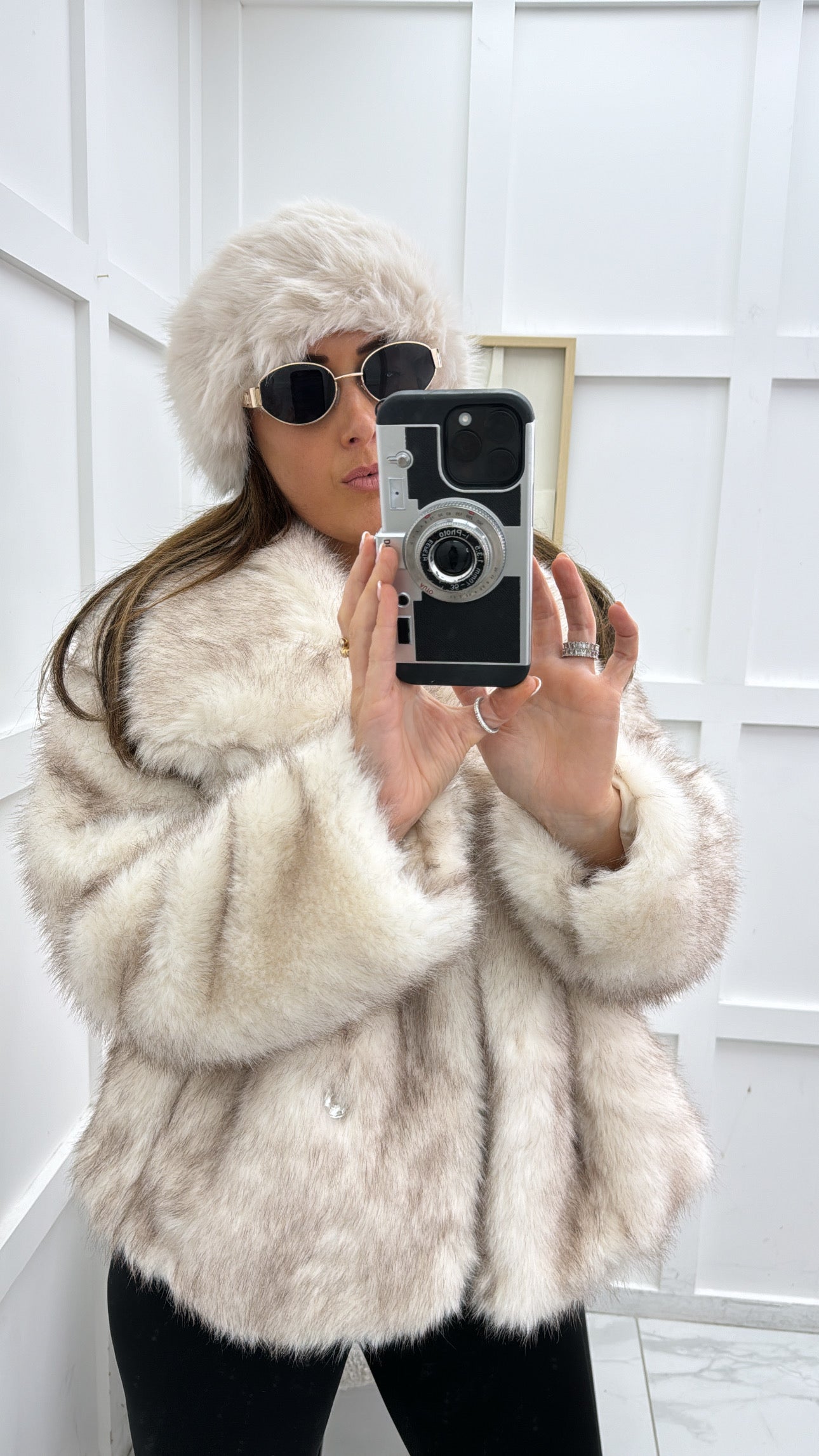 GEORGIA cream two tone faux fur jacket