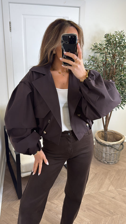 TALIA brown cropped tench jacket