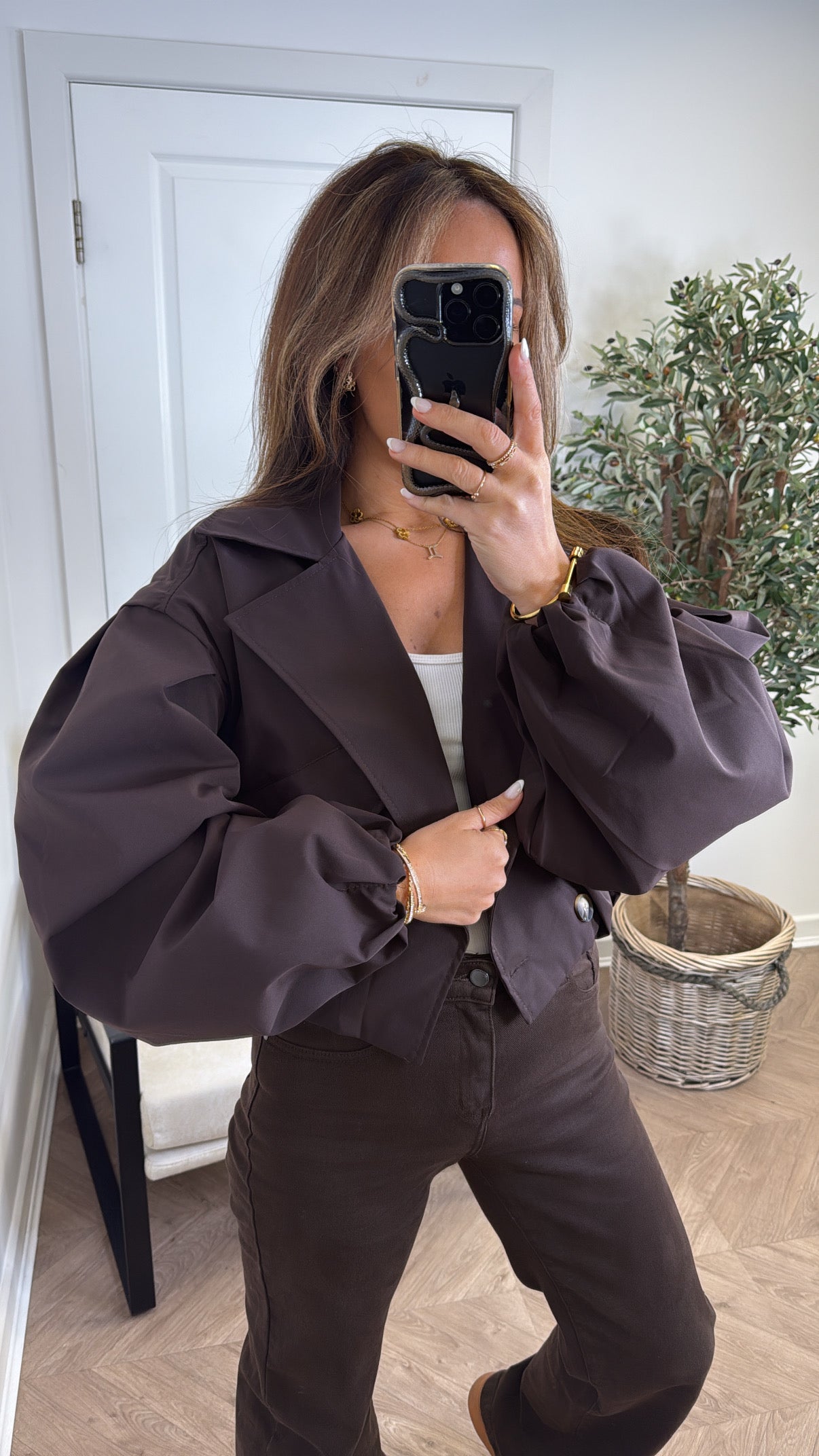 TALIA brown cropped tench jacket