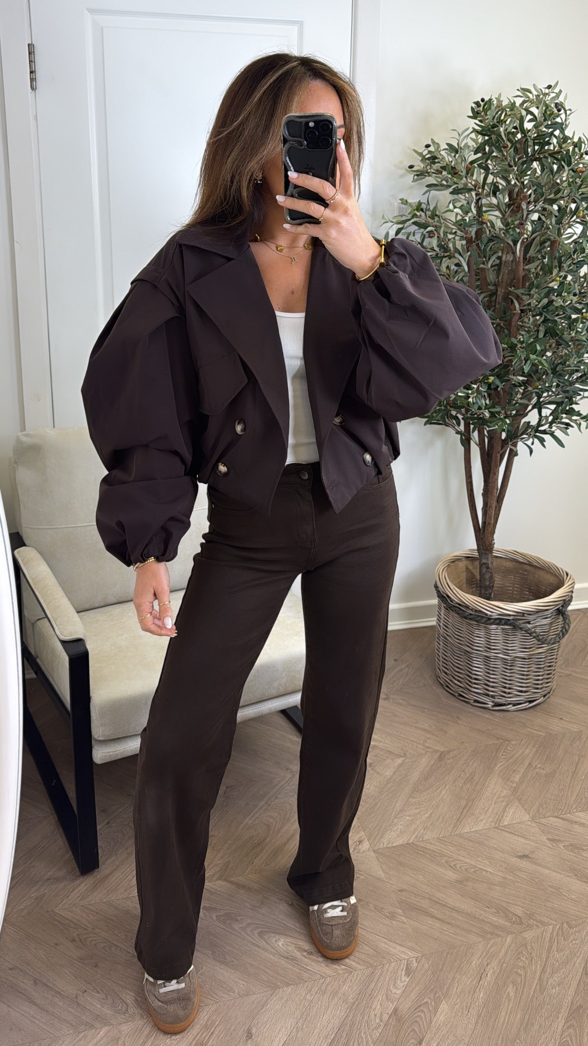TALIA brown cropped tench jacket
