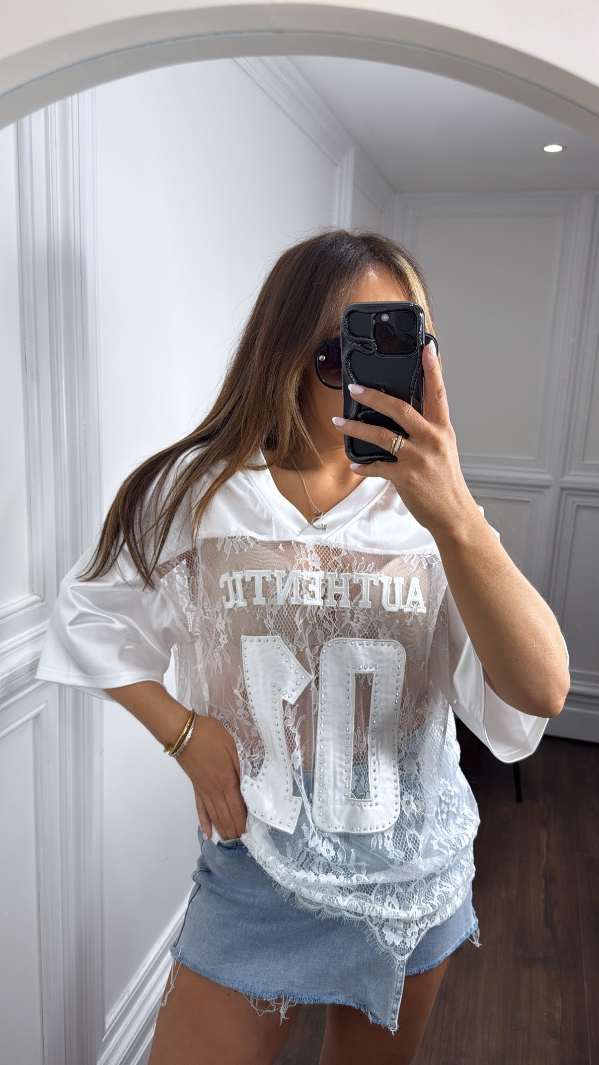 AUTHENTIC 01 white lace detail t-shirt