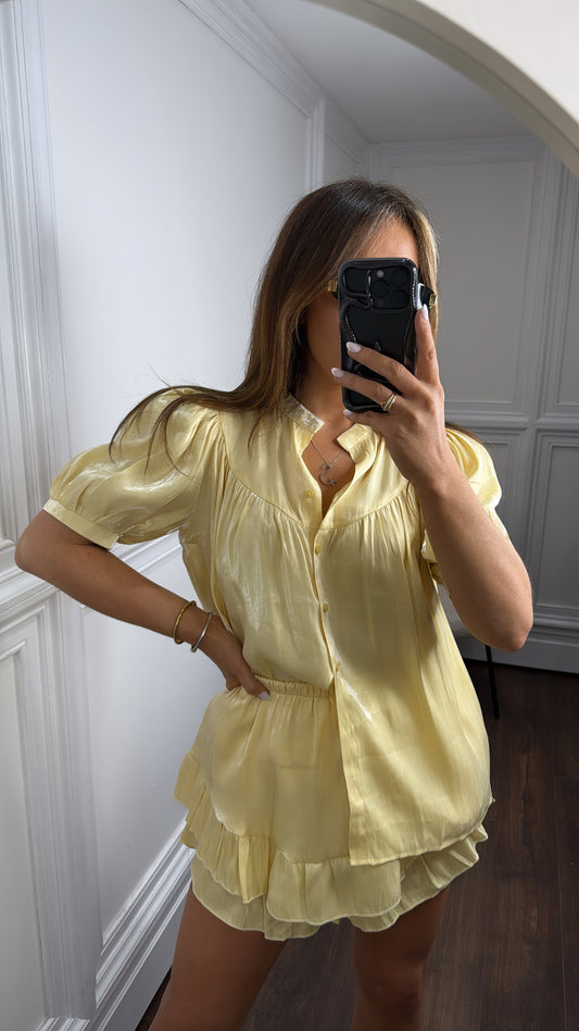 DEENA lemon top and ruffle skort co-ord
