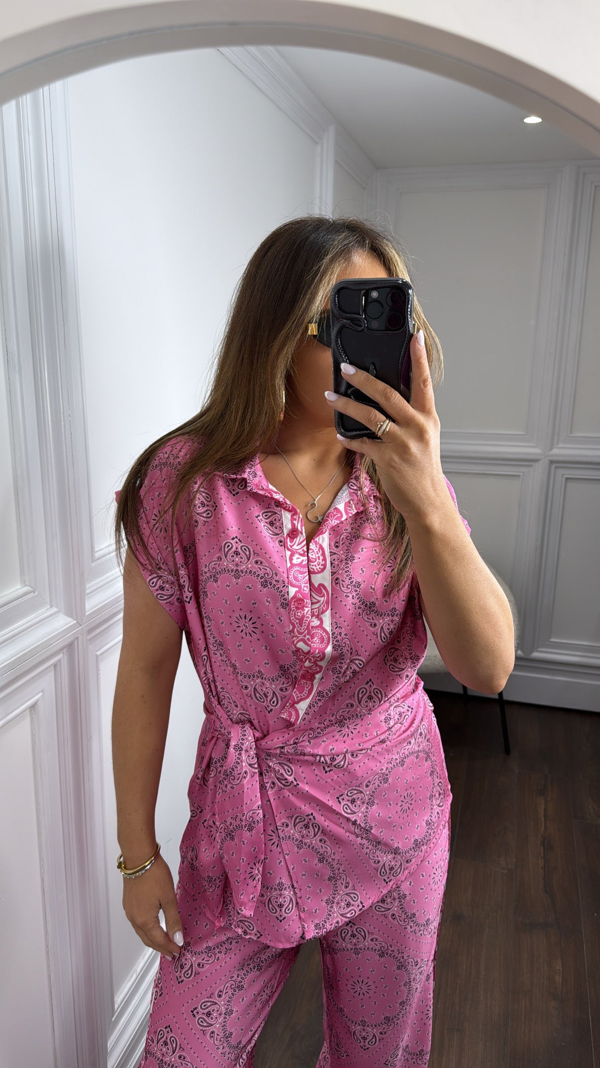 LOIS pink paisley satin co-ord
