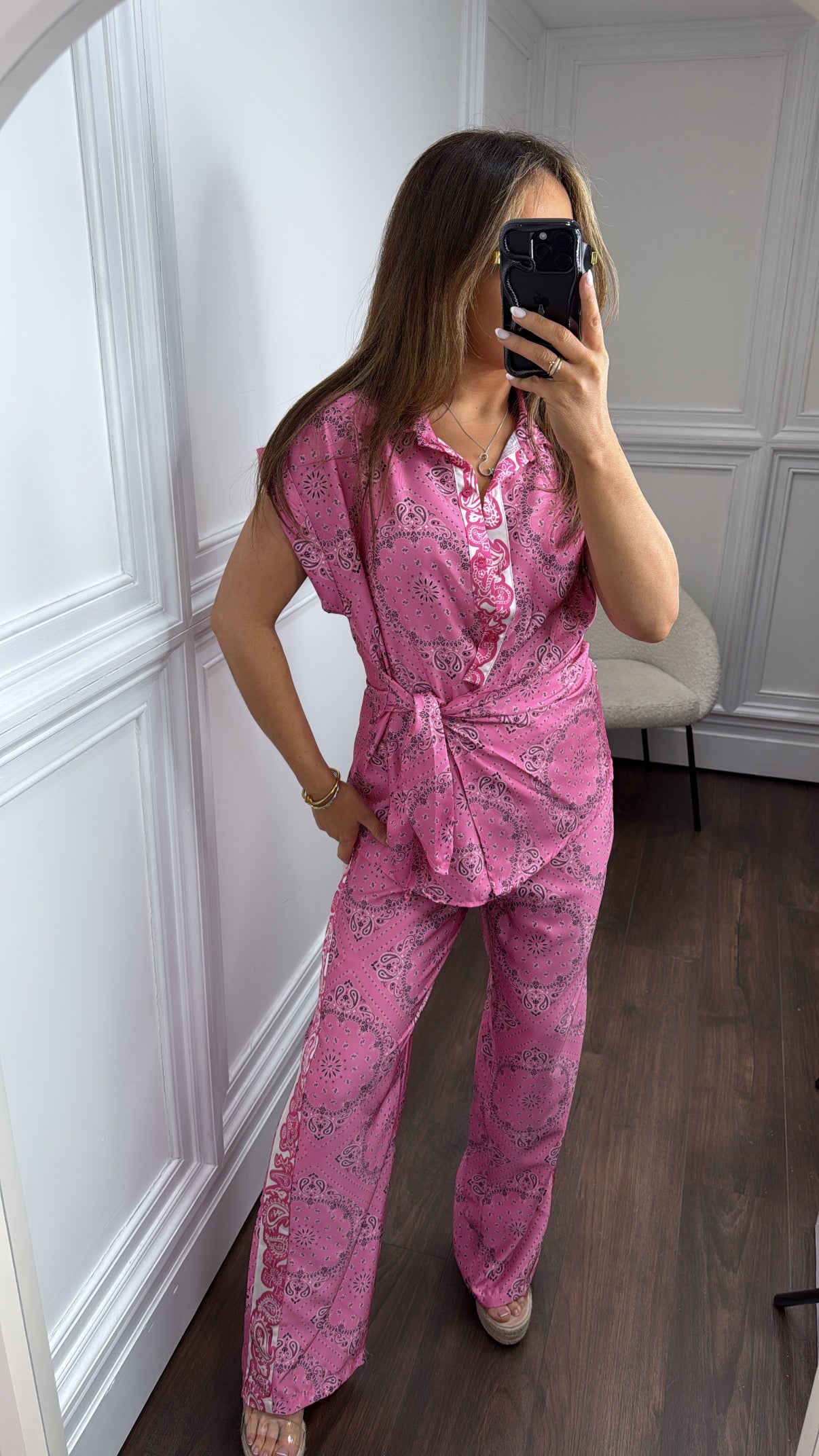 LOIS pink paisley satin co-ord