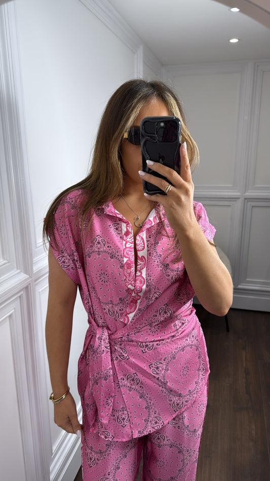 LOIS pink paisley satin co-ord