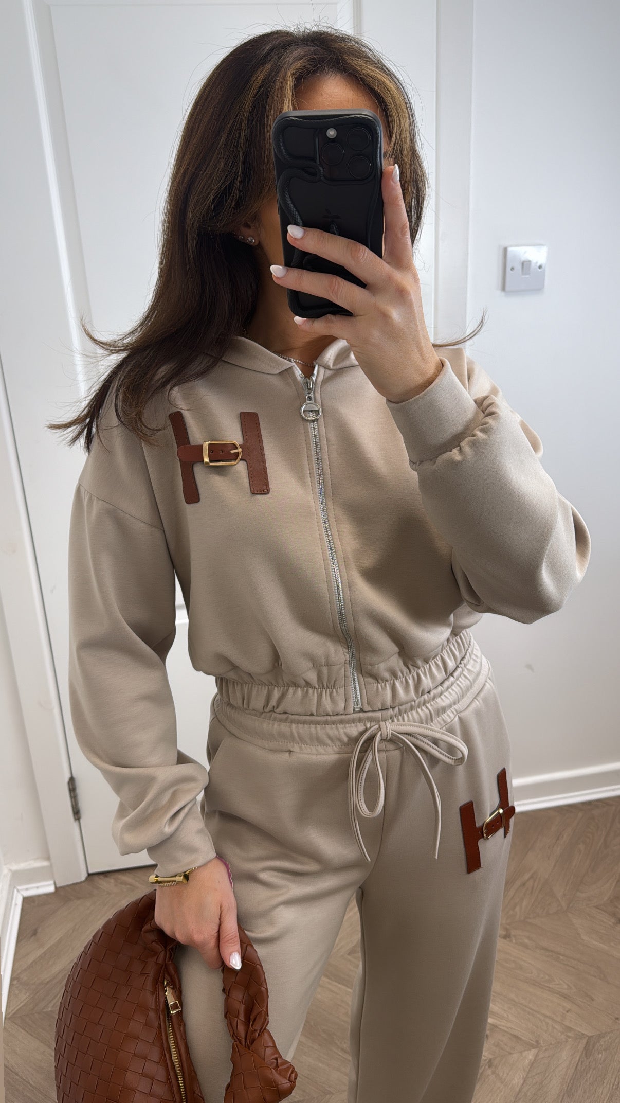 HALLIE beige hooded tracksuit