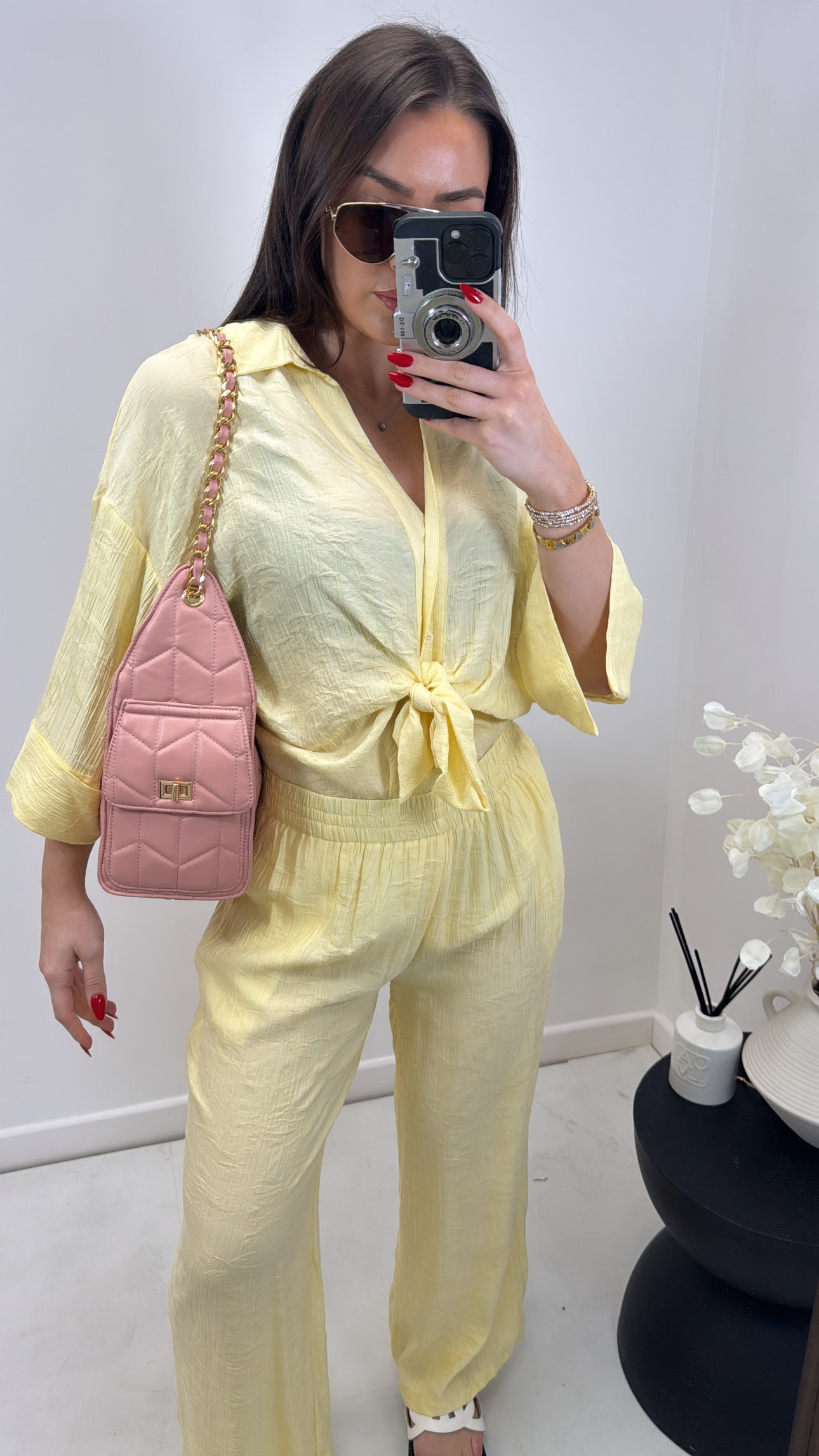 POLLY lemon shirt and trousers co-ord