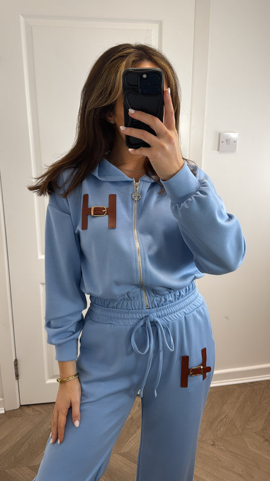 HALLIE powder blue hooded tracksuit