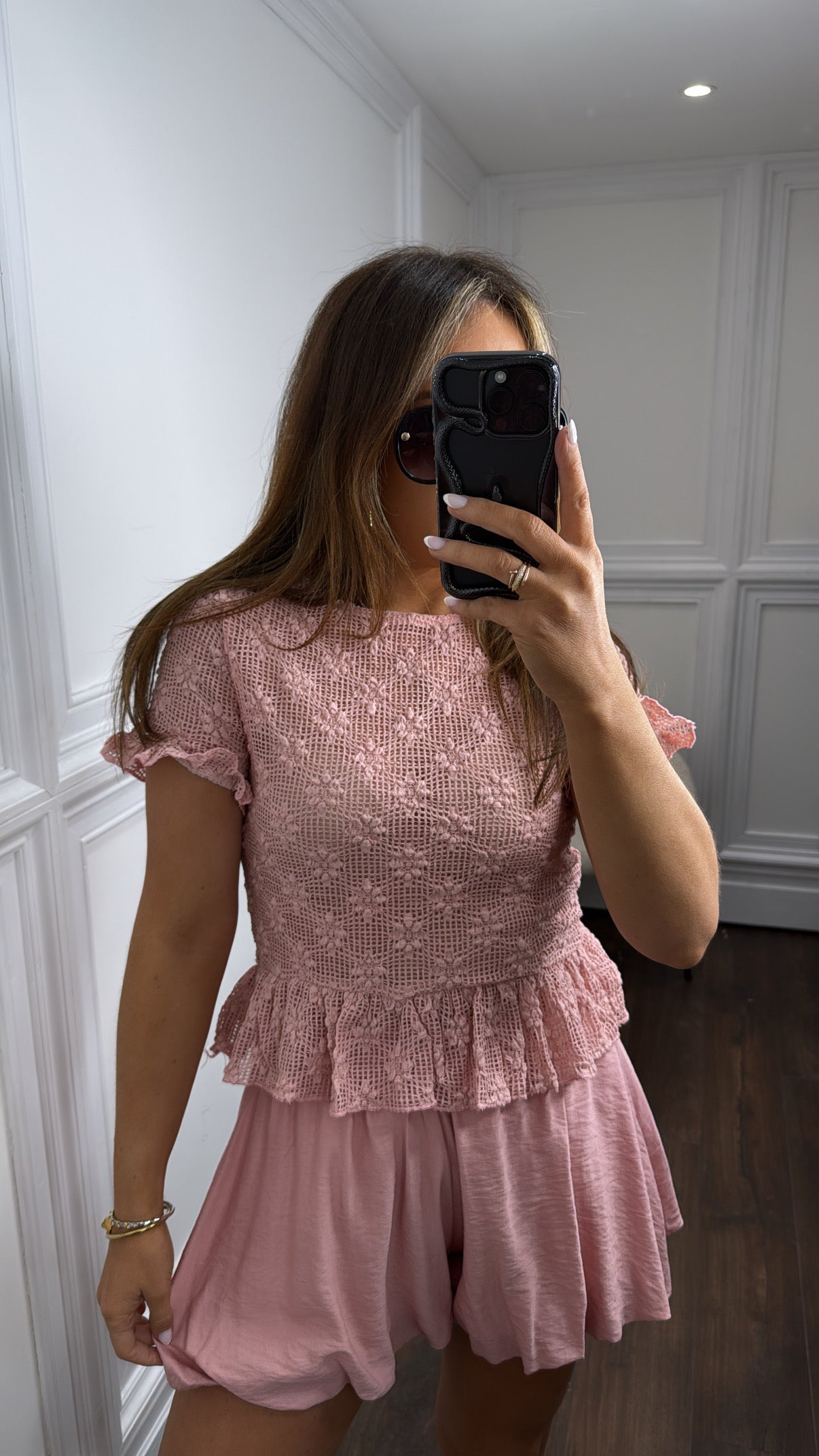 MOLLIE pink flower detail top