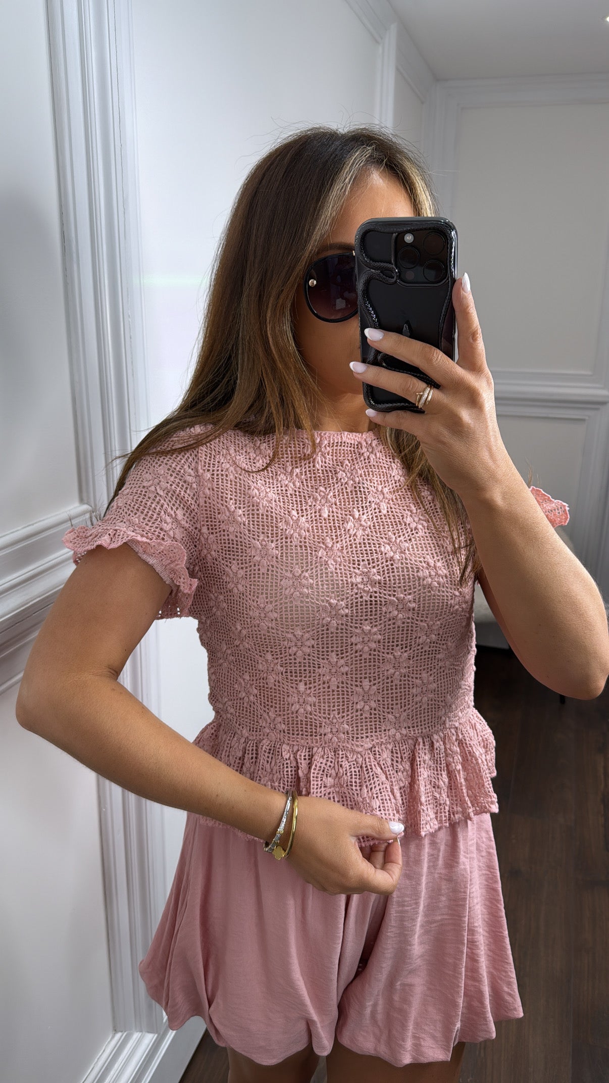 MOLLIE pink flower detail top