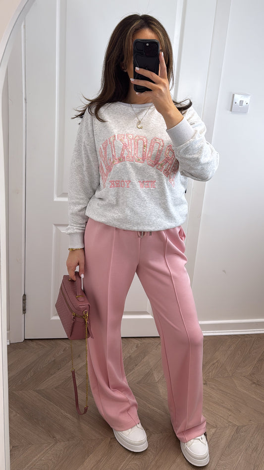 BROOKLYN grey embroidered sweatshirt