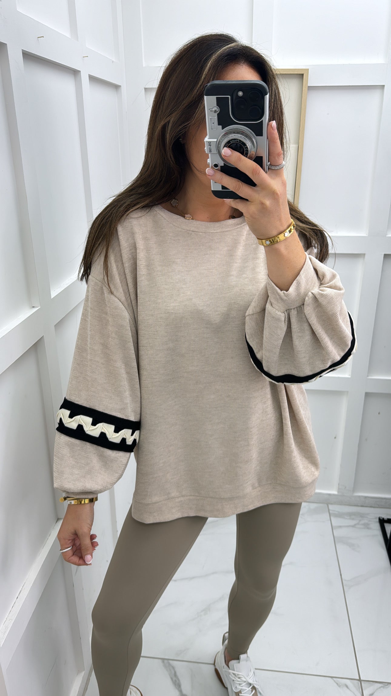 VIVI cream detail sleeve jumper