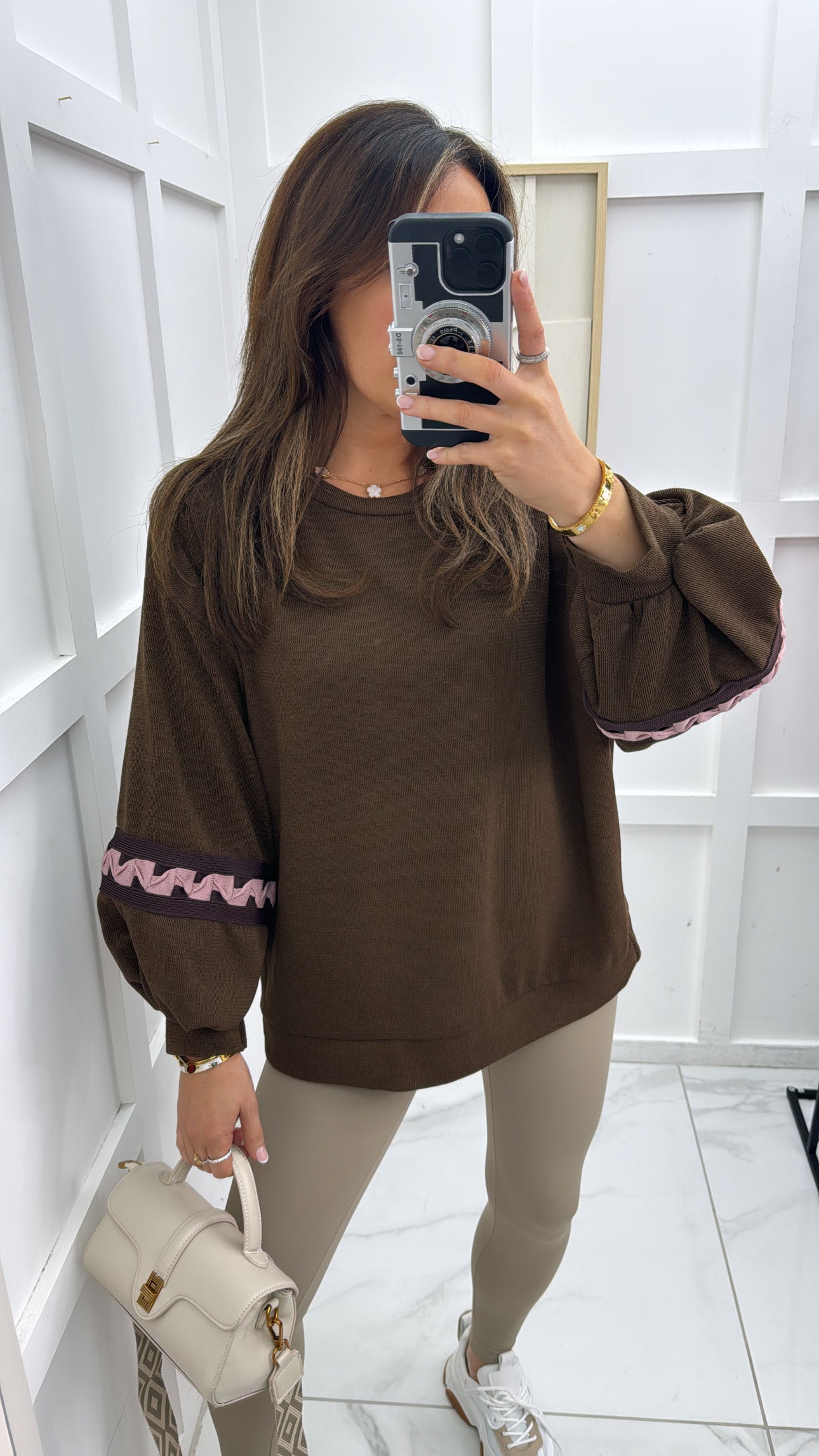 VIVI brown detail sleeve jumper