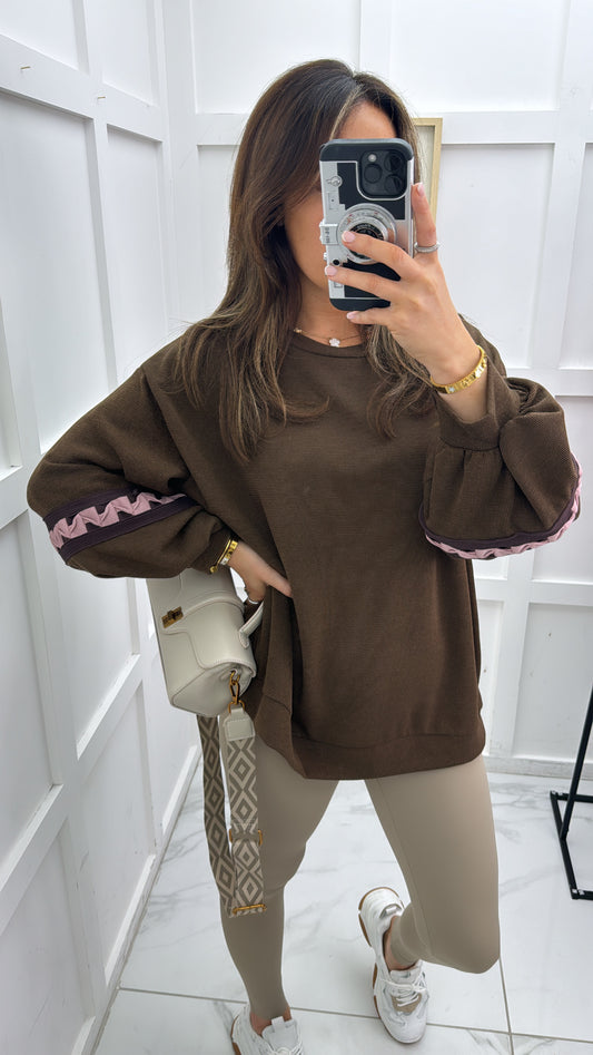 VIVI brown detail sleeve jumper