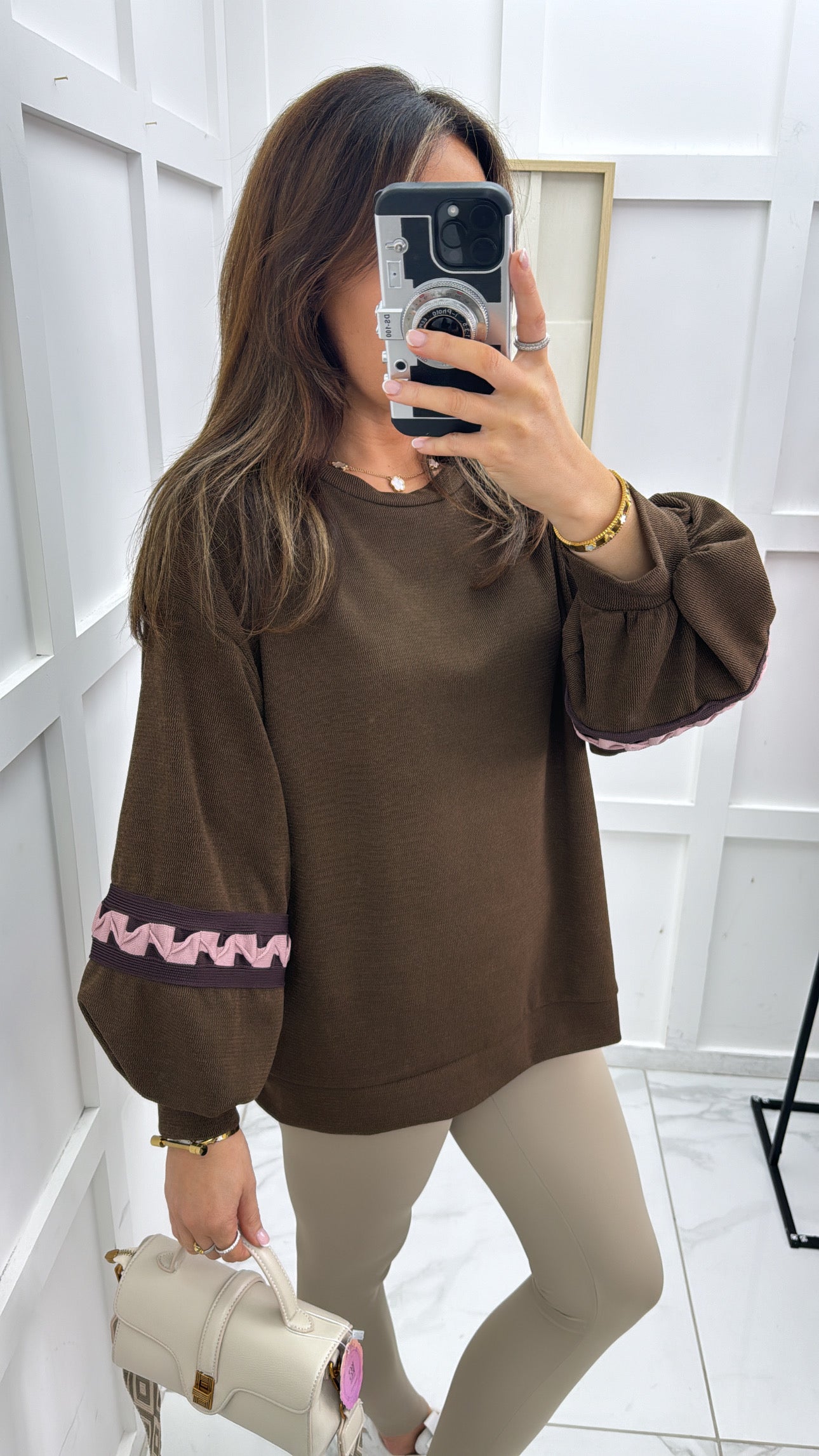 VIVI brown detail sleeve jumper