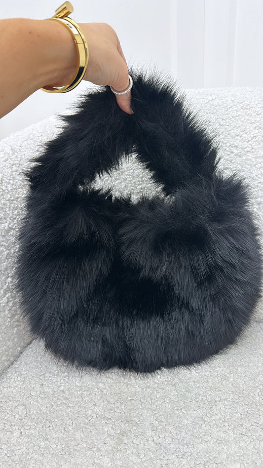 ELEANOR black faux fur grab bag