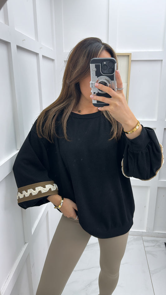 VIVI black detail sleeve jumper