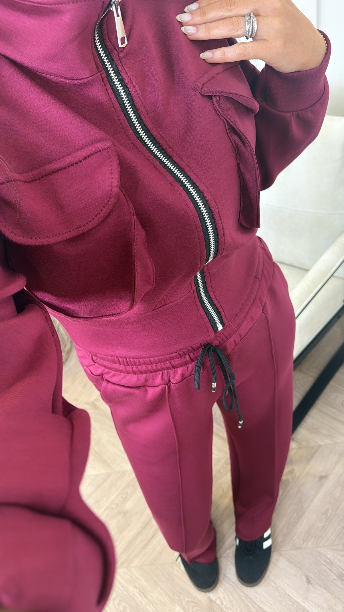 PAYTON berry zip up jacket and joggers tracksuit