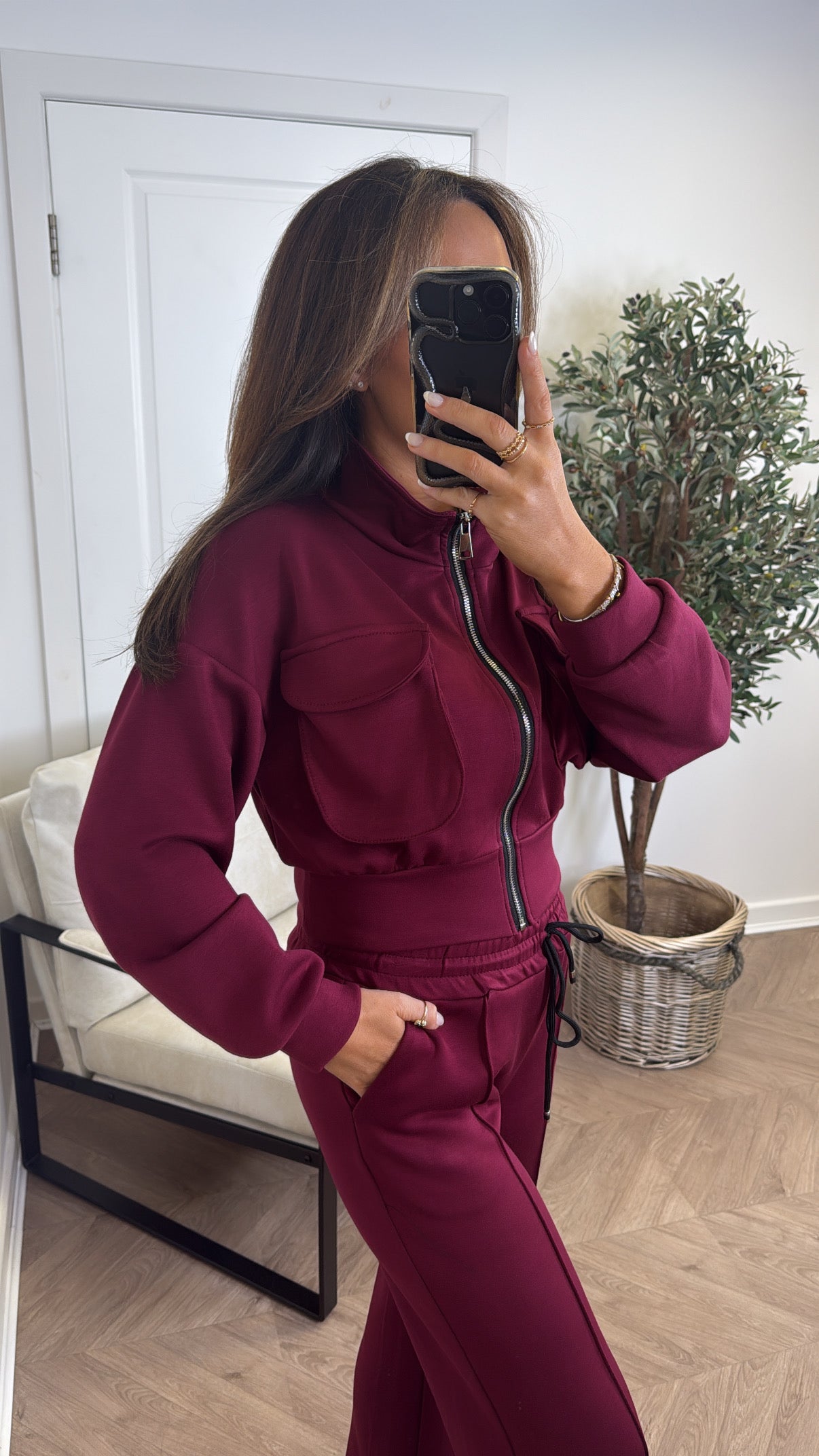 PAYTON berry zip up jacket and joggers tracksuit
