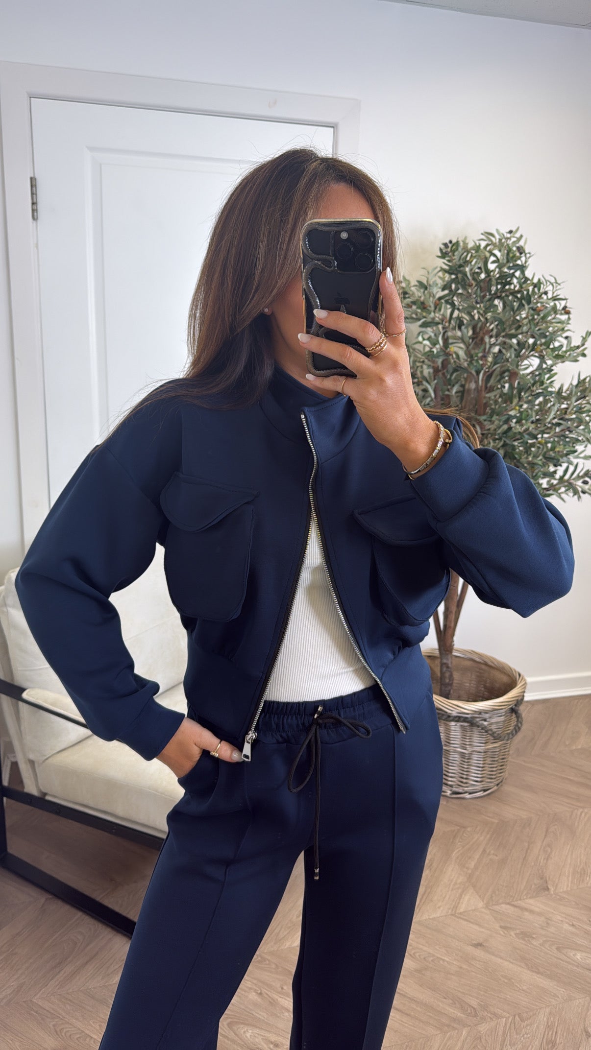 PAYTON navy zip up jacket and joggers tracksuit
