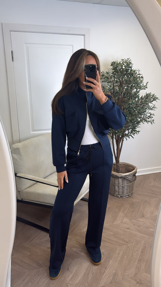 PAYTON navy zip up jacket and joggers tracksuit