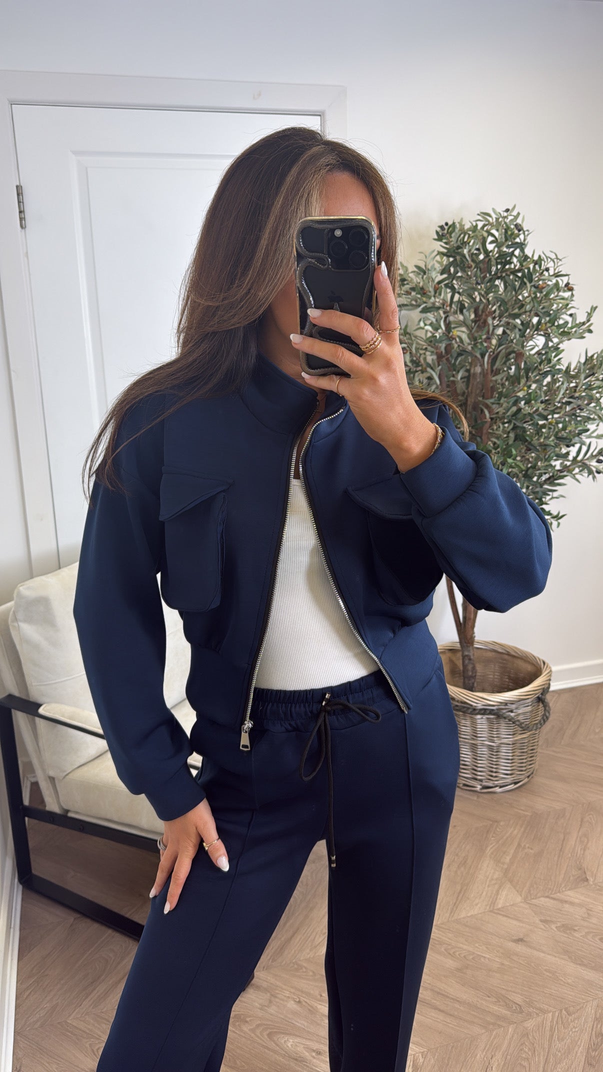 PAYTON navy zip up jacket and joggers tracksuit