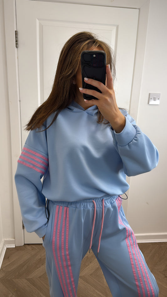 KIMBERLEY blue hoody lounge set with contrast panels