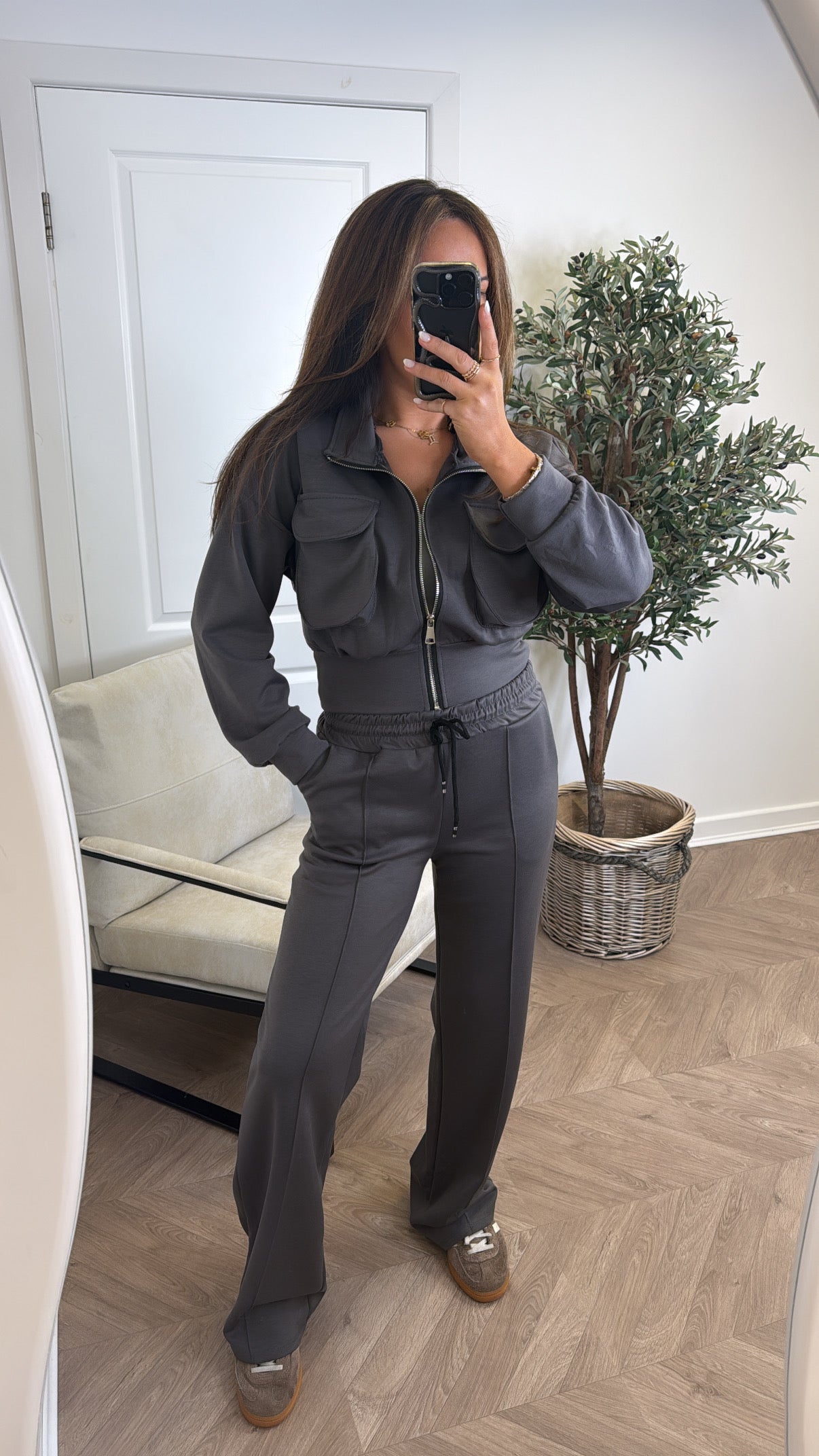 PAYTON charcoal zip up jacket and joggers tracksuit
