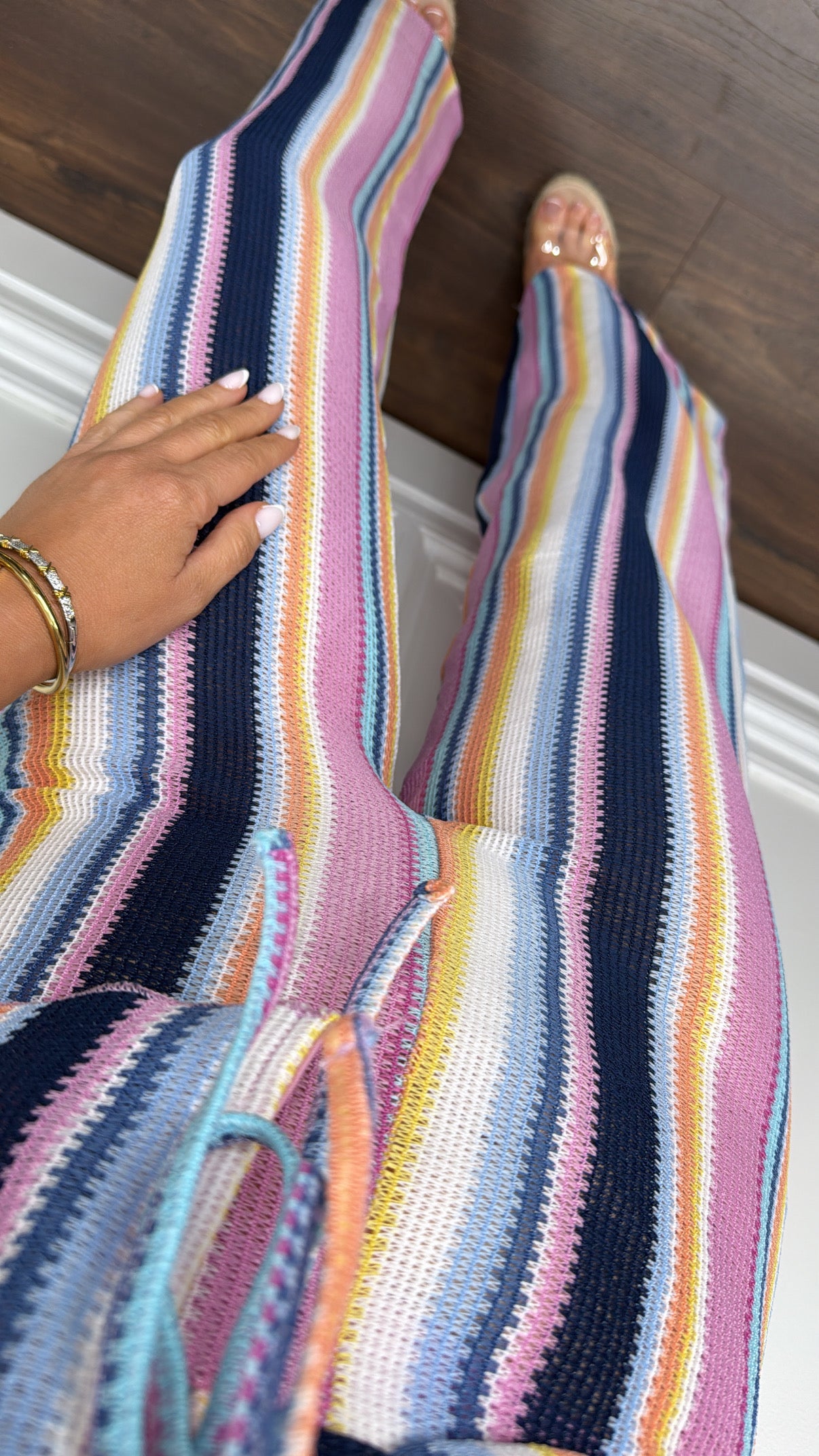 JOCELYN lilac waffle knit wide leg trousers