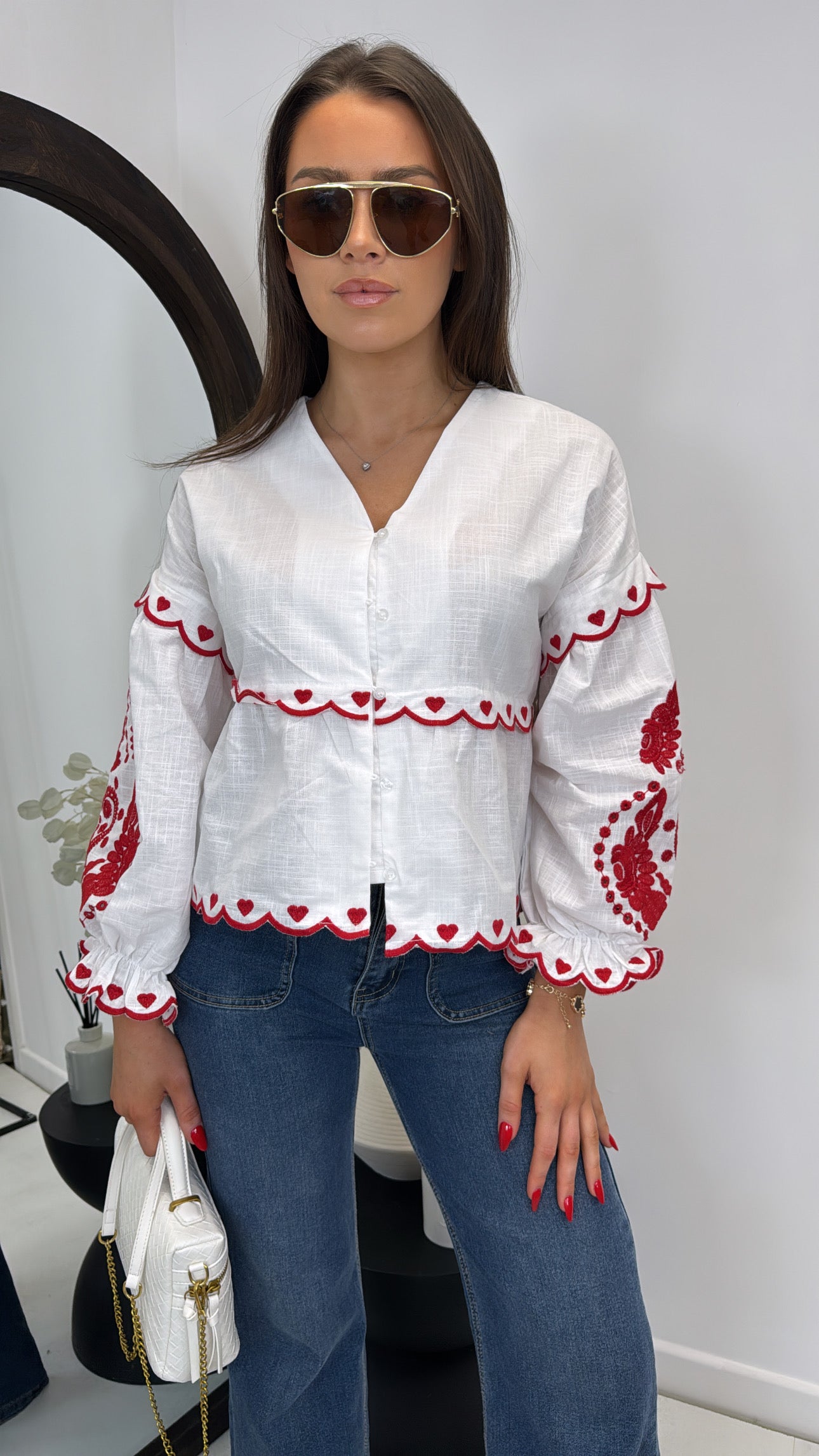 CONNIE white embroidered blouse