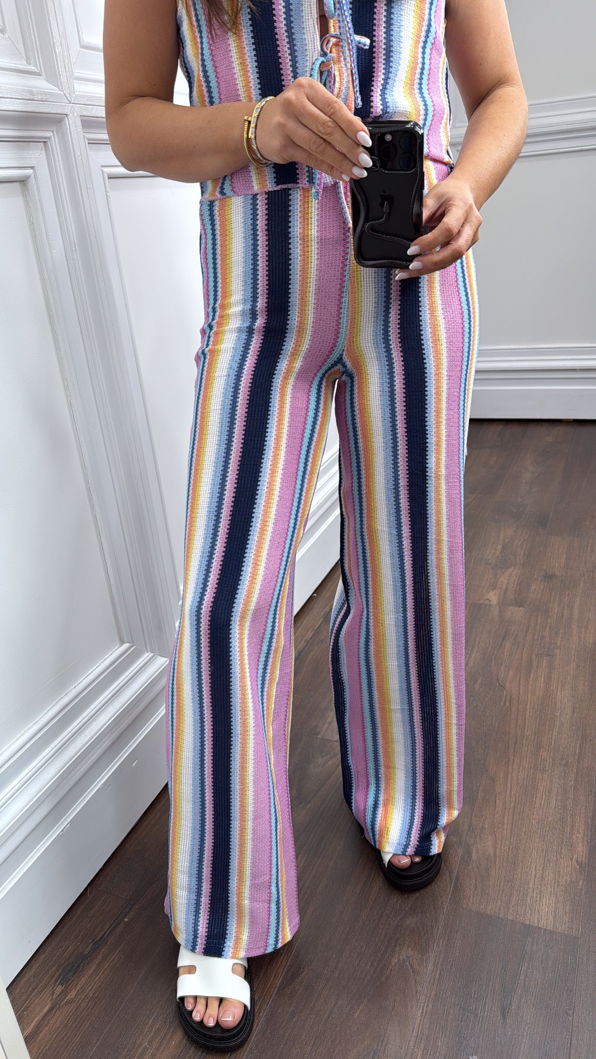 JOCELYN lilac waffle knit wide leg trousers
