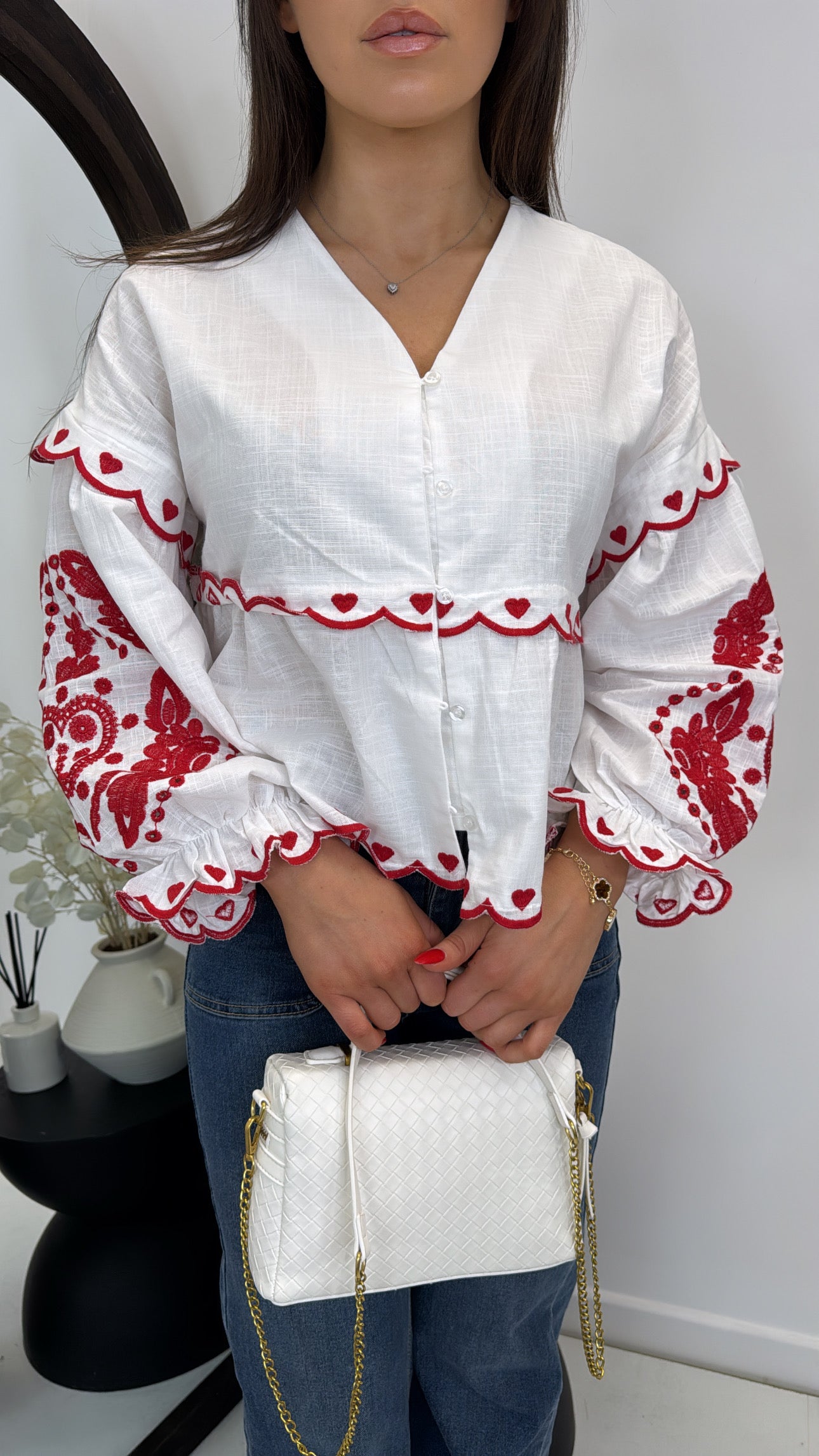 CONNIE white embroidered blouse