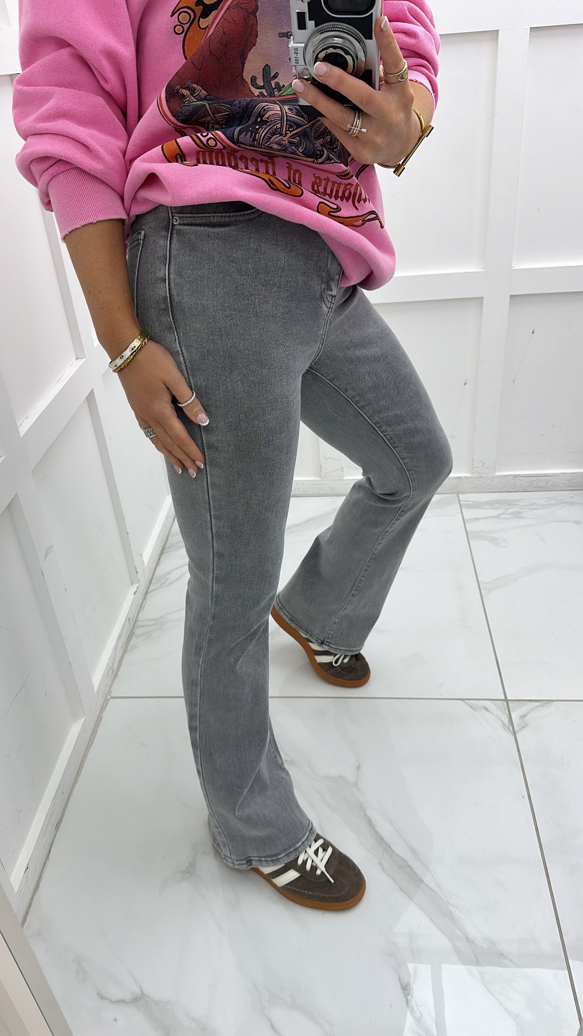 MYA grey stretchy flare jeans