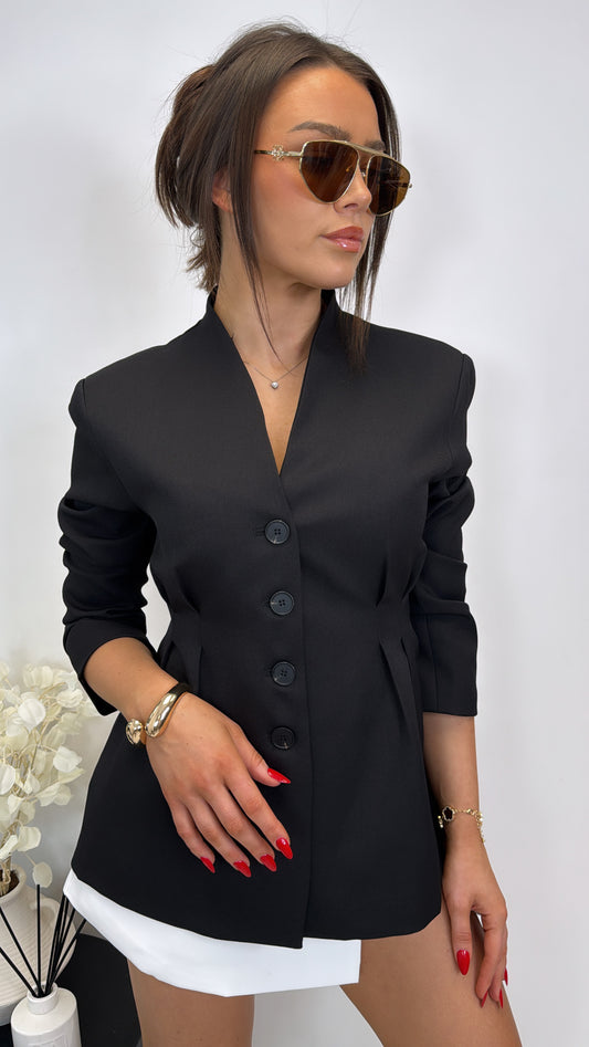 TILLY black collarless style blazer