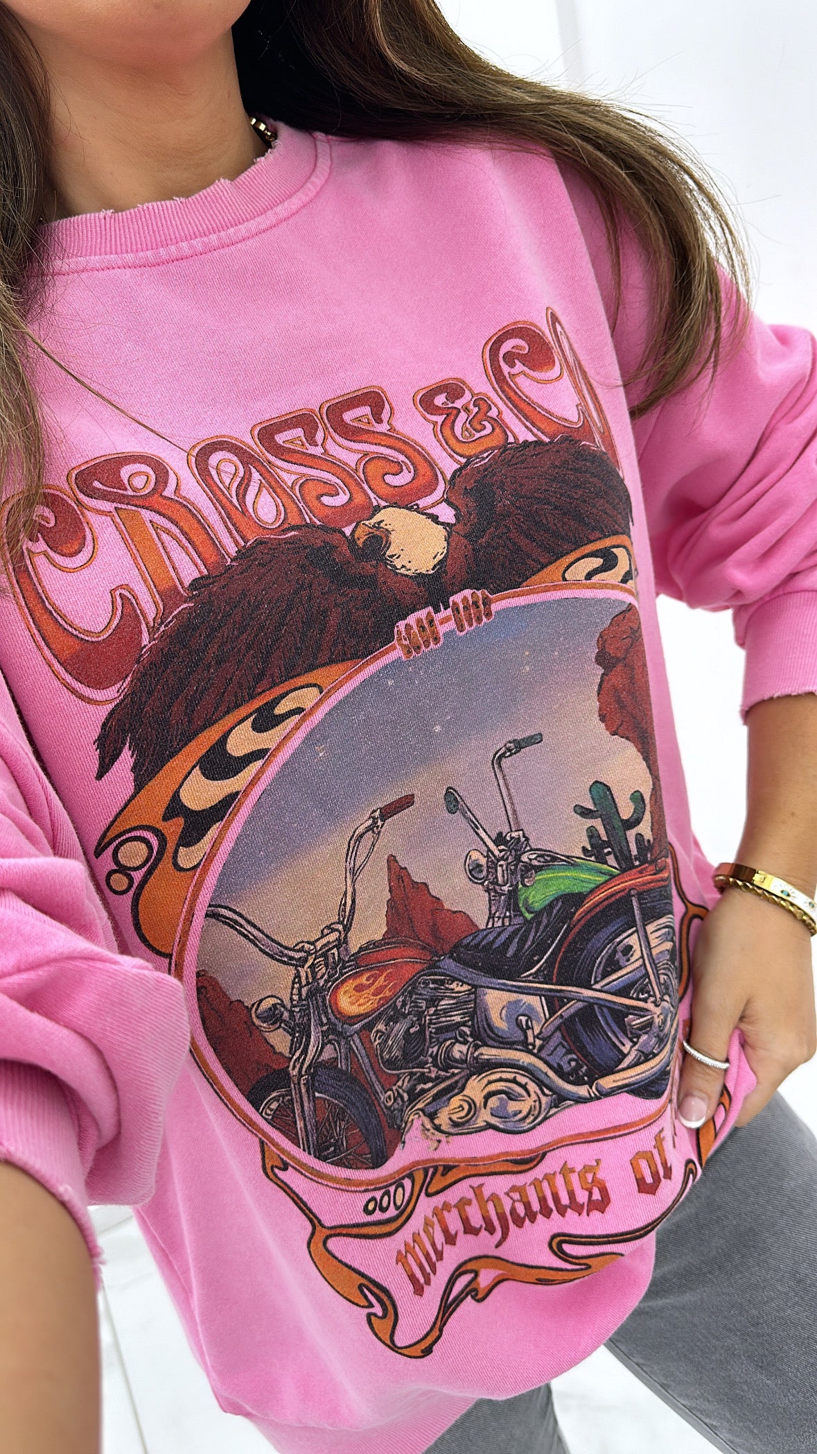 SASHA pink cross & co slogan sweatshirt