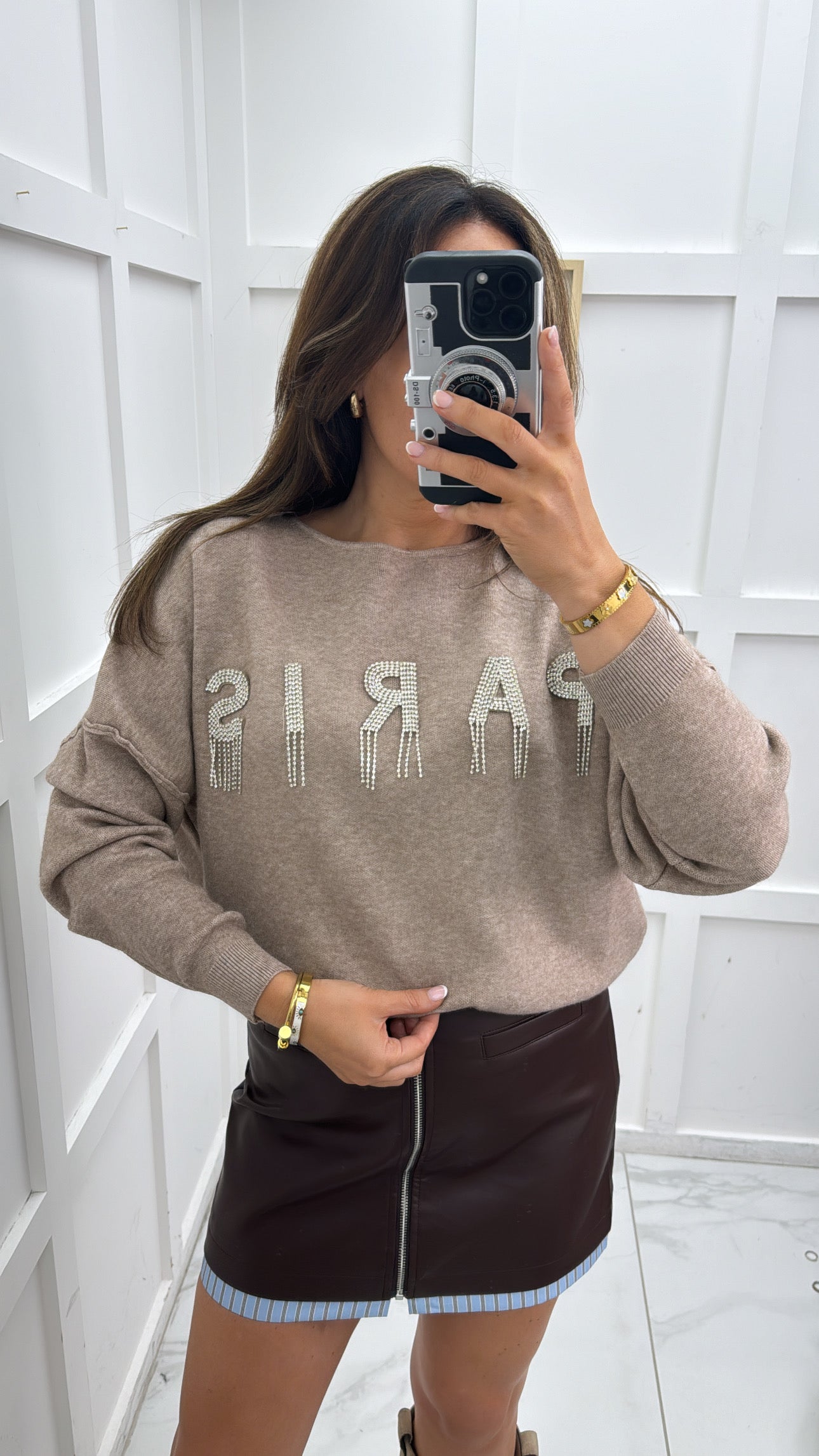 LUCIA brown diamanté paris jumper