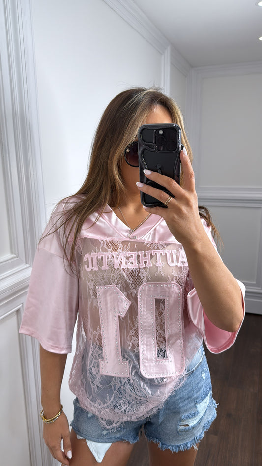 AUTHENTIC 01 pink lace detail t-shirt